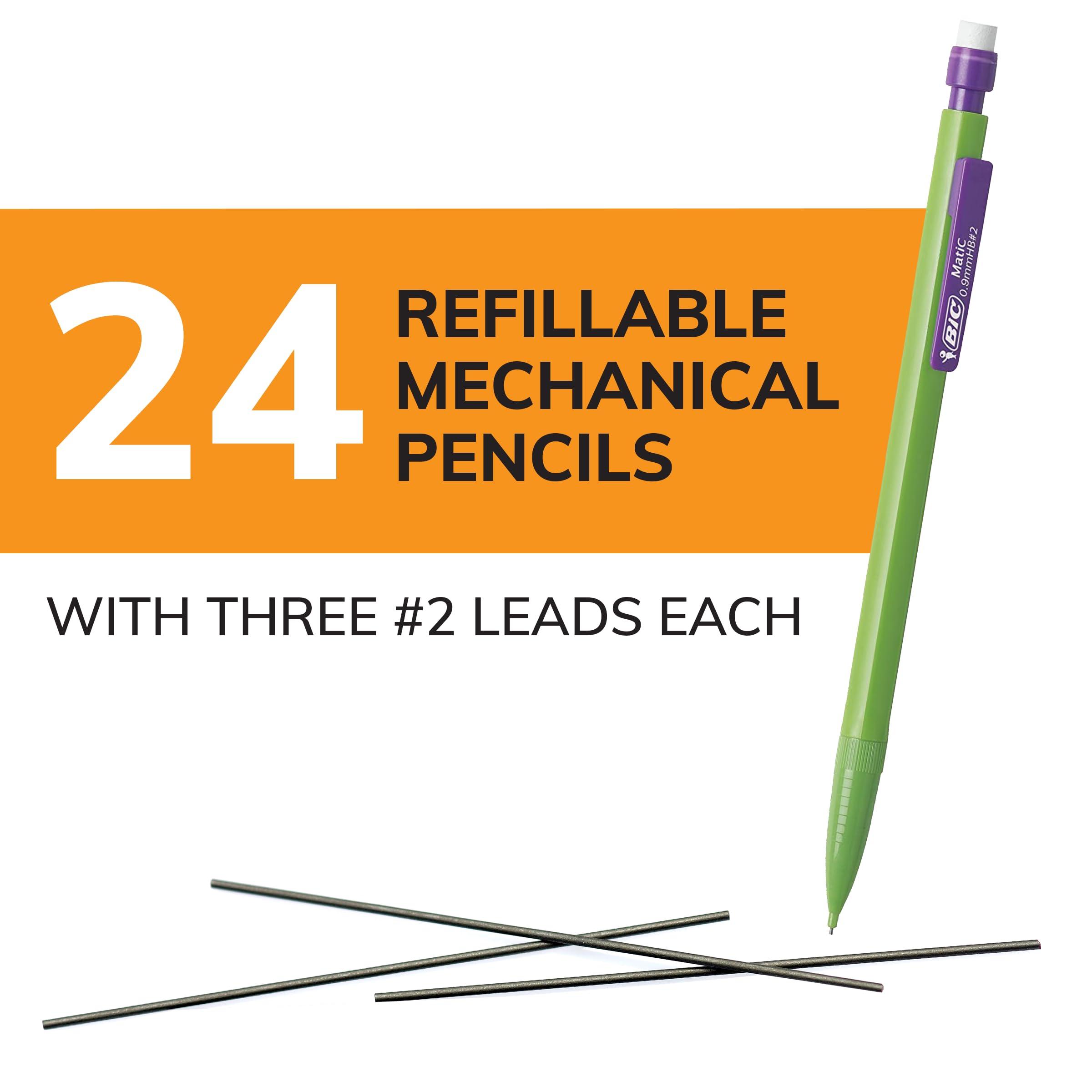 BIC Xtra-Strong Thick Lead Mechanical Pencil, With Colorful Barrel Thick Point (0.9mm), 24-Count Pack, With Erasers (MPLWP241) - Image 3