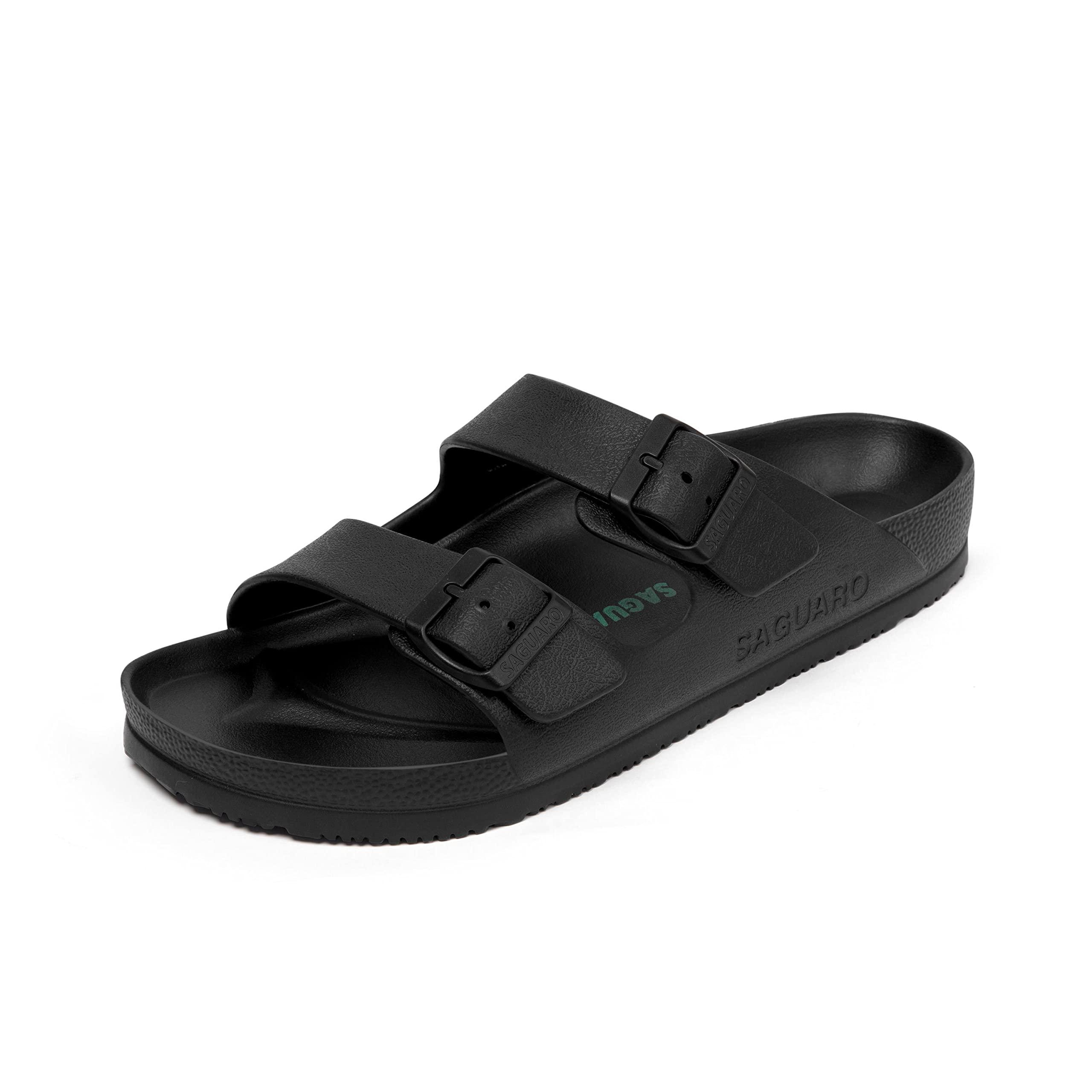 SAGUARO Men's Women's Comfort Double Buckle Sandals Lightweight Adjustable EVA Sandals with Rubble Sole