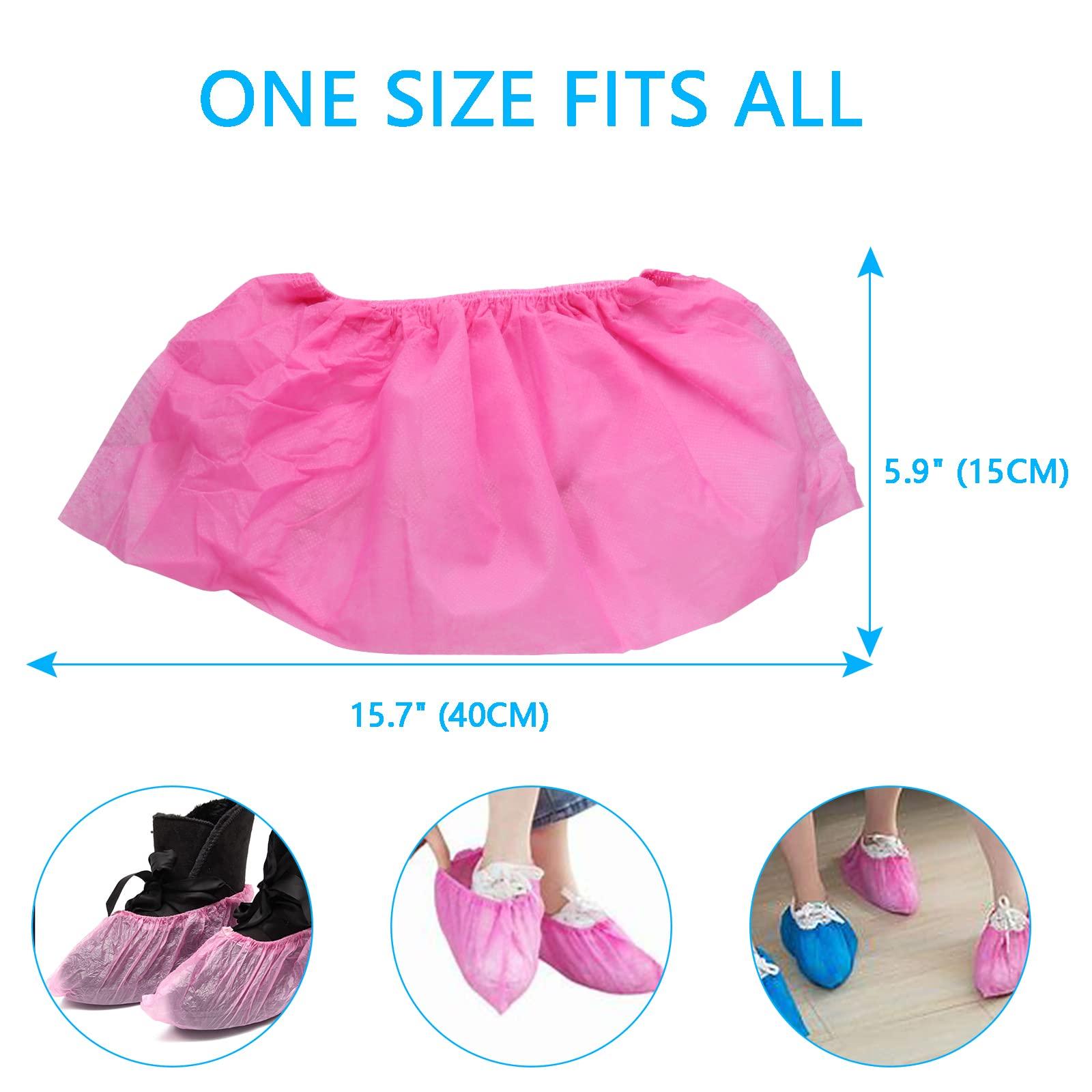 Piutouyar Shoe Covers Disposable Non-slip for Indoors 100 Pack (50 Pairs) Shoe & Boot Covers Disposable Booties Shoe Covers, One Size Fits All, Pink - Image 2