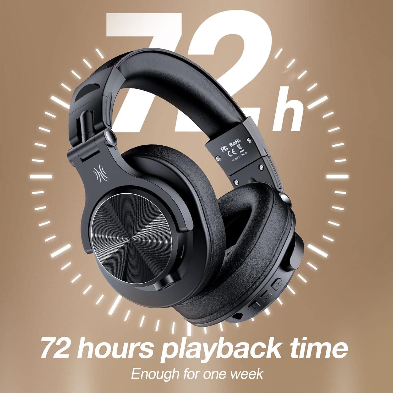 OneOdio A70 Bluetooth Over Ear Headphones, Wireless Headphones with 72H Playtime, Hi-Res, Built-in Mic, 3.5mm/6.35mm Wired Audio Jack for Studio Monitor & Mixing DJ Guitar AMP, Computer Laptop PC - Image 3