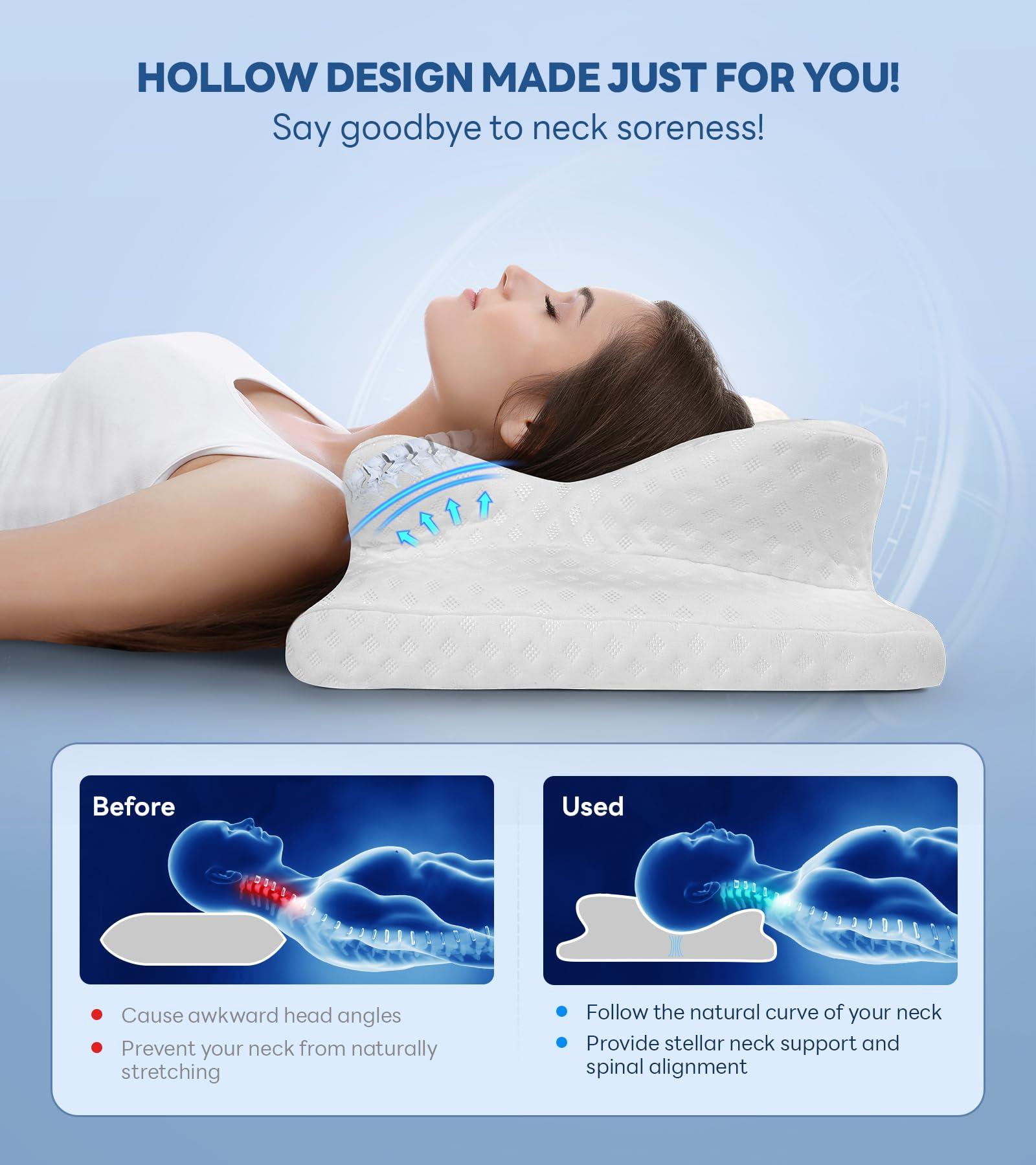No More Aches Neck Pillow for Pain Relief, Adjustable Cervical Pillow for Neck Support with Armrest, Odorless Ergonomic Contour Memory Foam Pillows,Orthopedic Bed Pillow for Side Back Stomach Sleeping - Image 2