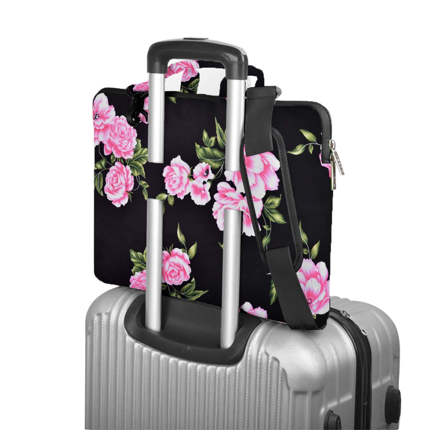 Laptop Shoulder Bag 13 13.3 14 Inch Case Compatible with MacBook Pro 14 2025-2021 M4/M3/M2/M1, Mac Air/pro 13-13.3 Inch and Most Popular 13-14 Notebooks,Spill-Resistant Briefcase,Peony - Image 6