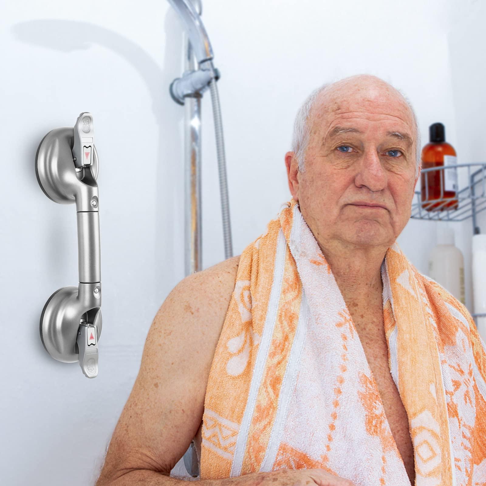 DAREN MEDICAL Heavy Duty Suction Shower Grab Bar - Toilet Bathroom Bathtub Safety - Shower Handles, Suction Cup Power Up to 250 LB, Perfect for Elderly Seniors(14.5 Inch, Gray Silver) h, Gray Silver - Image 2