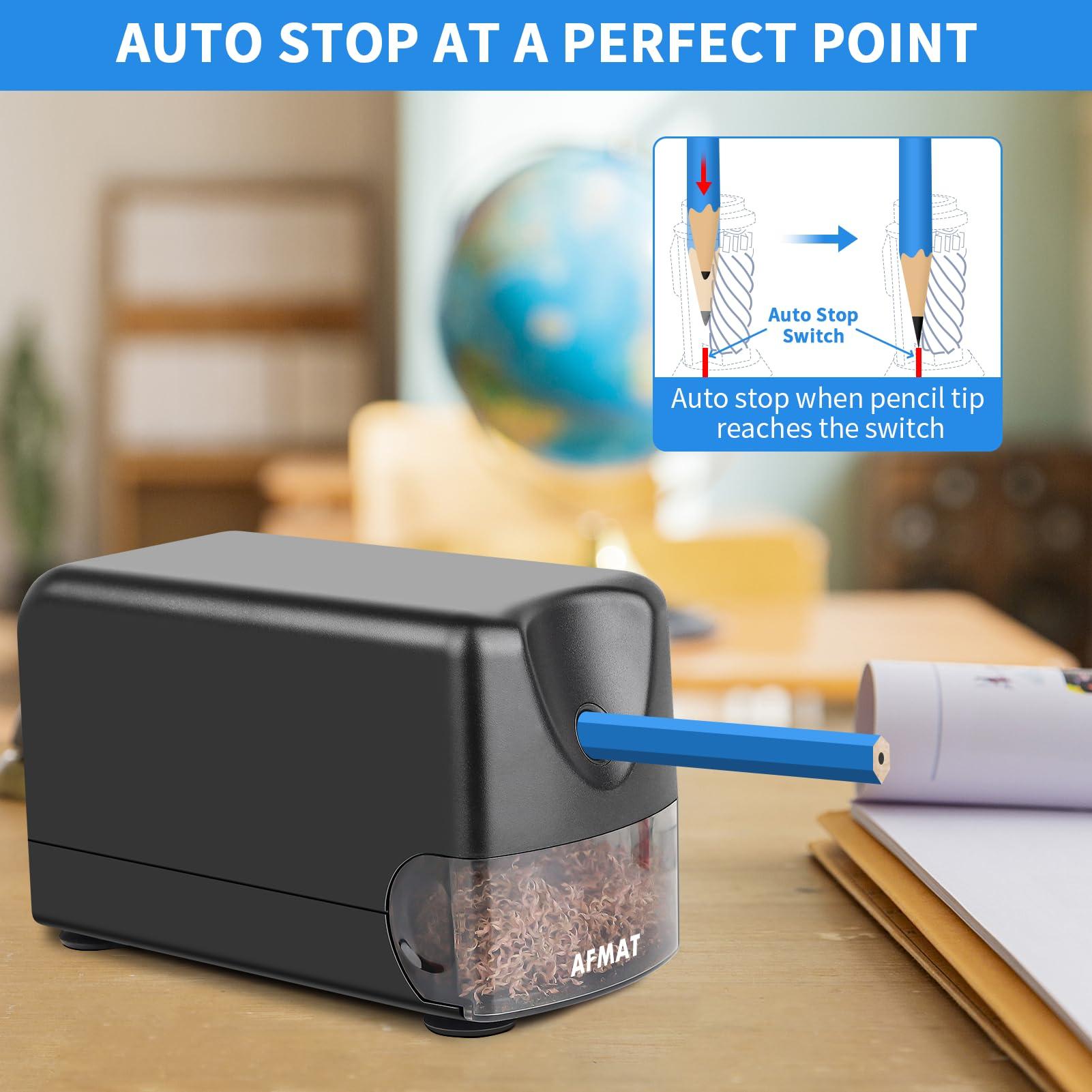 AFMAT Heavy Duty Electric Pencil Sharpener, Auto Stop Classroom Pencil Sharpeners for 6-11mm No.2/Colored Pencils, Pencil Sharpener for Large Pencils, Sharp Point, Save Pencils, Teachers Must Haves - Image 3
