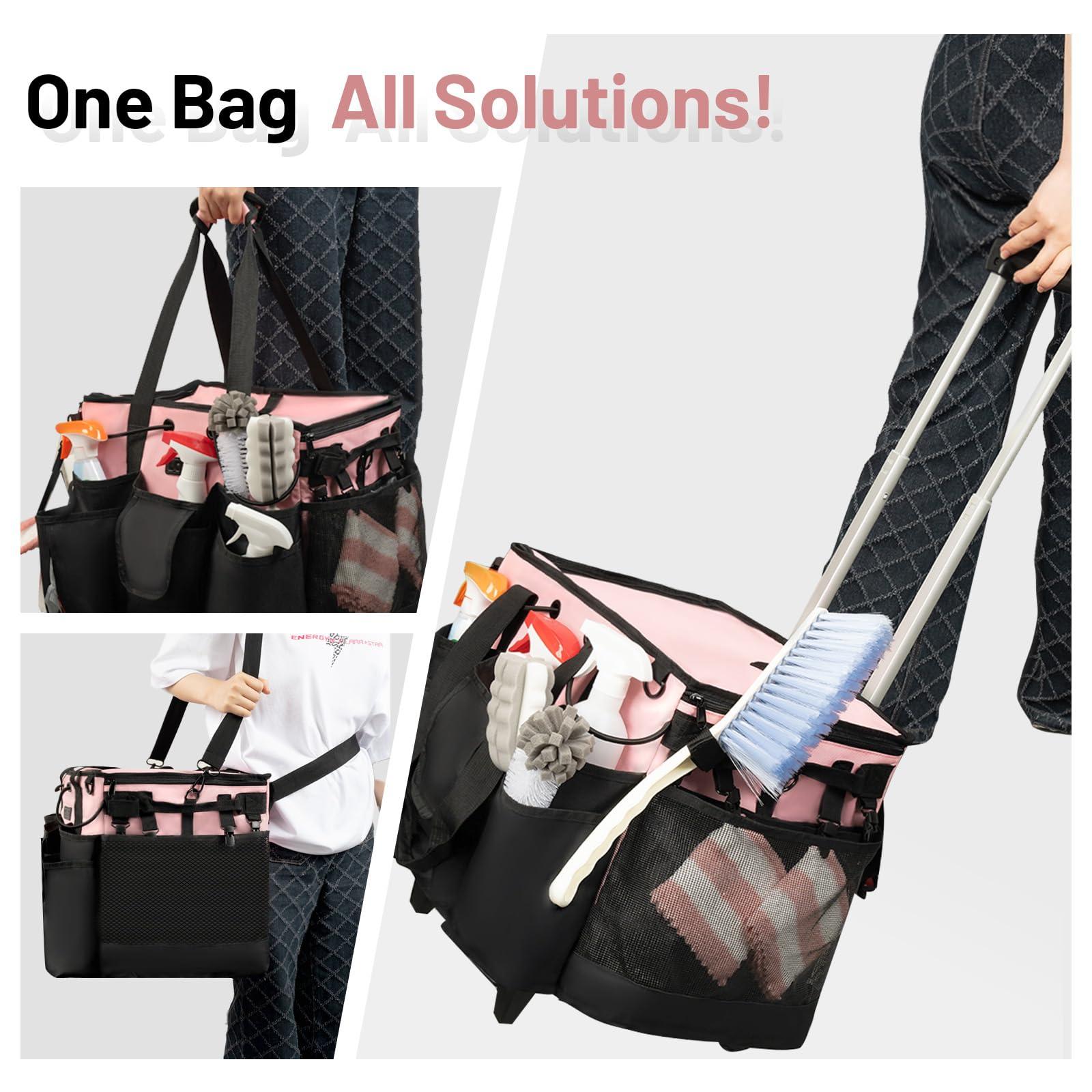 Large Cleaning Caddy for Cleaning Supplies Organizer, Rolling Cleaning Caddy Bags with Wheels for Housekeepers, Cleaning Carts on Wheels for Home Car Office Picnic - Image 7