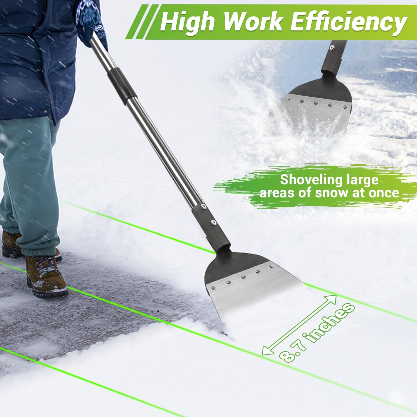 Multifunctional Flat Shovel - Heavy Duty Snow Shovel & Ice Scraper with Long Stainless Steel Handle, Garden Weed Spade for Digging & Lawn Edging - Image 4