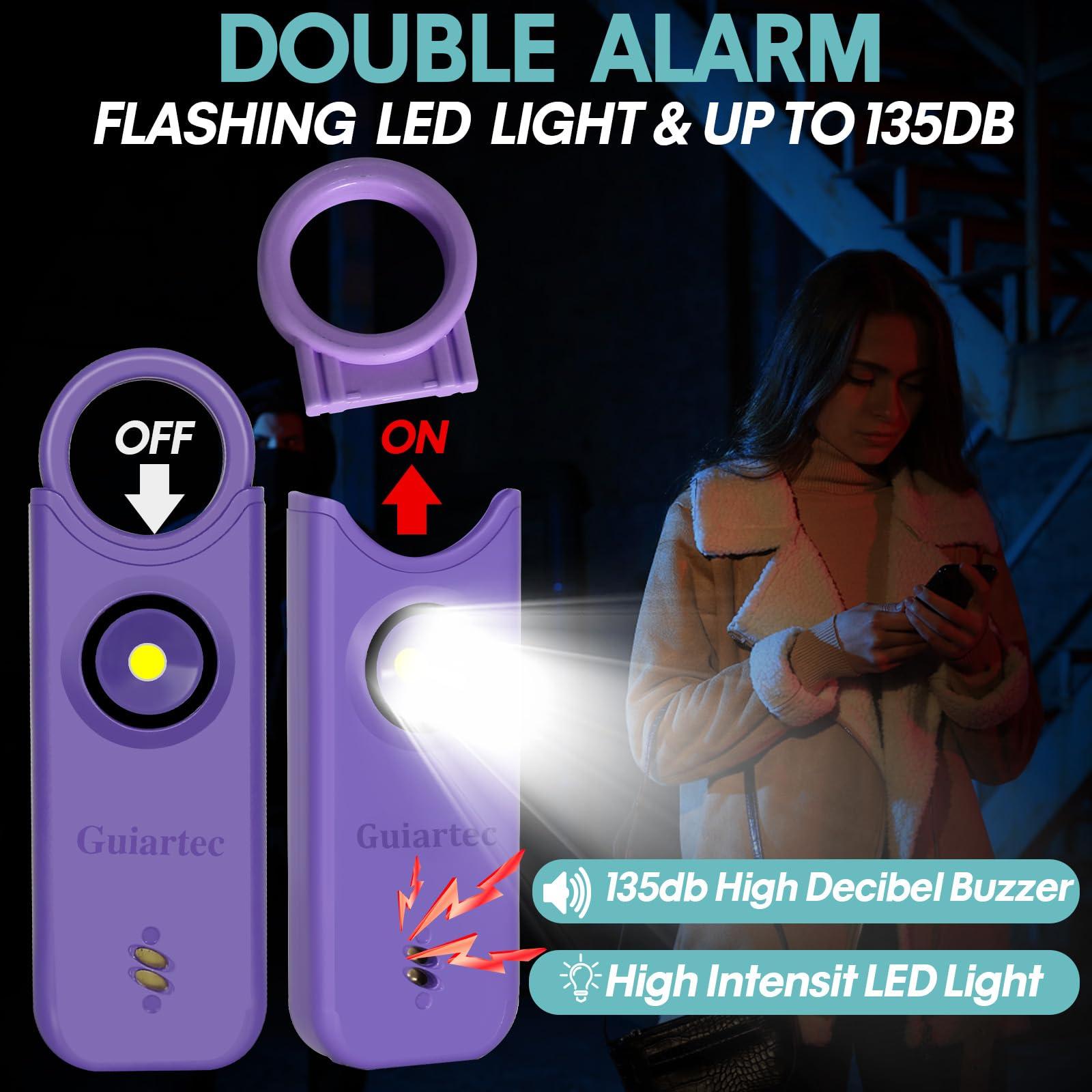 Rechargeable Personal Safety Alarm for Women, 135 dB Loud Self Defense Keychain Siren with LED Strobe Light, Personal Emergency Security Safe Devices Key Chain Alarms for Women Kids Elderly (Violet) - Image 3