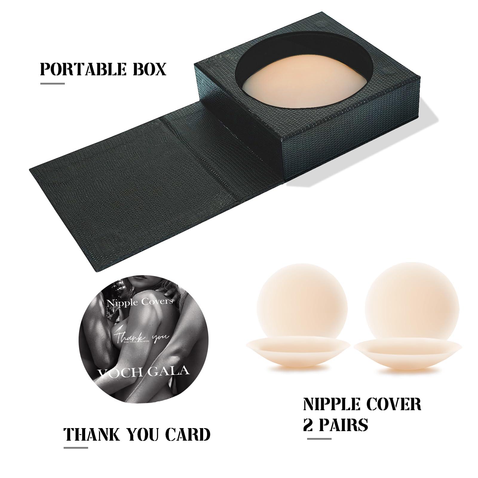 VOCH GALA Nipple Covers 2 Pairs-Seamless and Sheer Adhesive Silicone Nipple Pasties for Women Reusable, Sticky Breast Petals - Image 5
