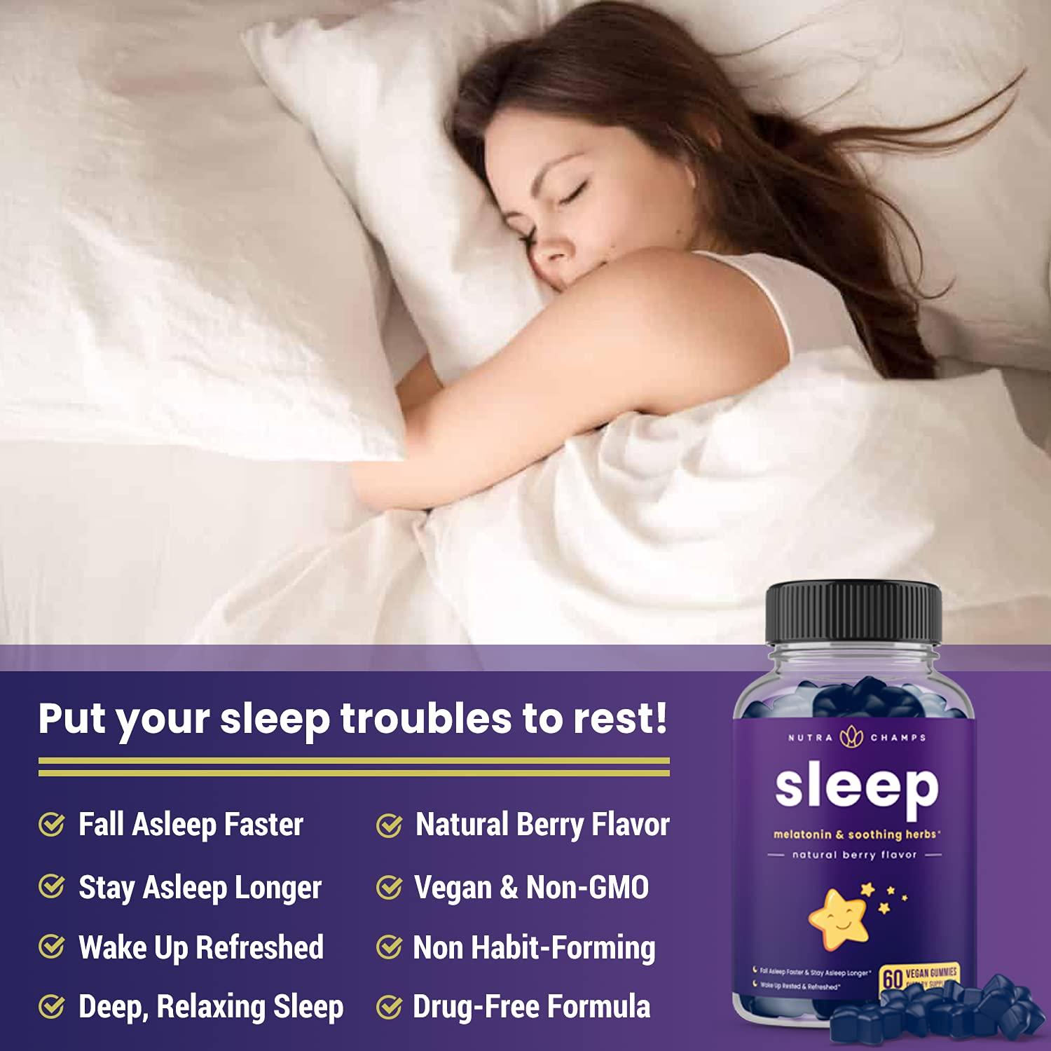NutraChamps Sleep Gummies for Adults & Kids, Melatonin Gummies with Chamomile, Valerian & L Theanine, Vegan Childrens Melatonin 3mg, 1.5 mg, or 6mg (Pack of 2, 120 Gummy) - Image 2