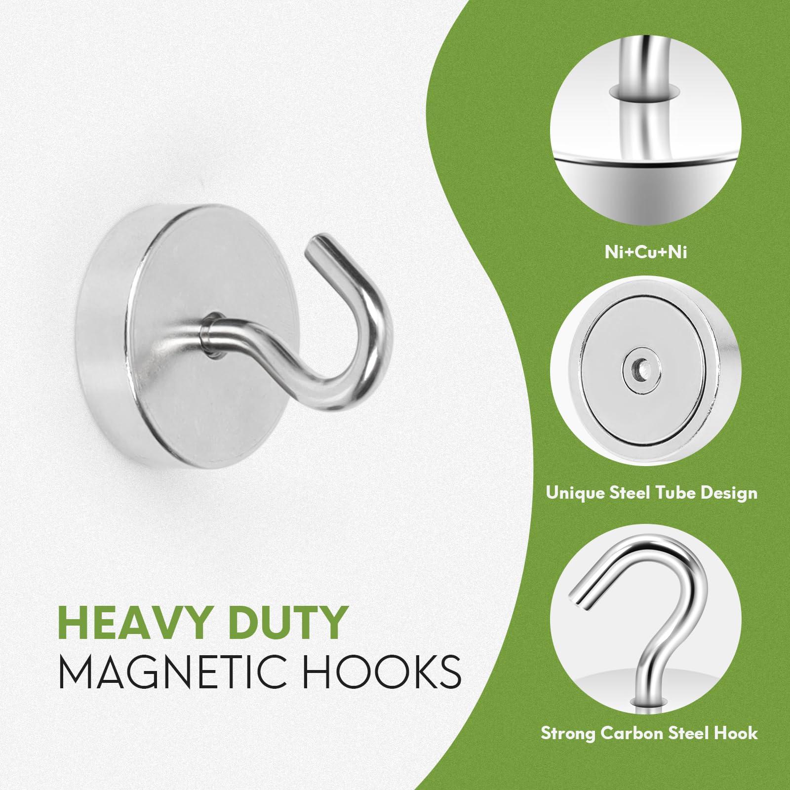 Neosmuk Magnetic Hooks, Cruise Ship Essentials, 80lb+ Heavy Duty Magnetic Hooks for Cruise Cabins, Refrigerator, Grill, Hanging, and Travel | Extra Strong Must-Haves Magnet Hook,Silver - Image 6