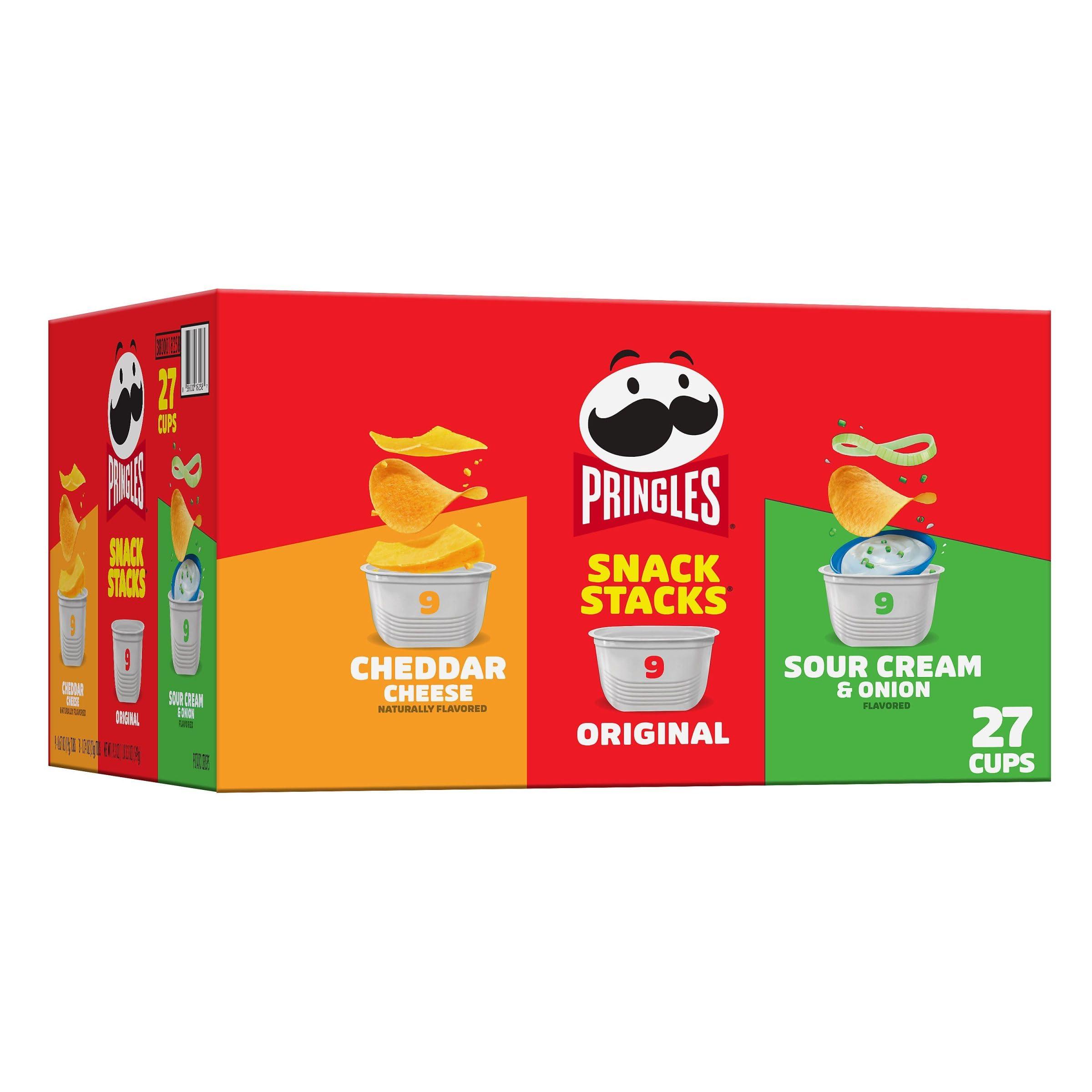 Pringles Potato Crisps Chips, On-the-Go Snacks, Snack Stacks, Variety Pack, 19.3oz Box (27 Cups)​​