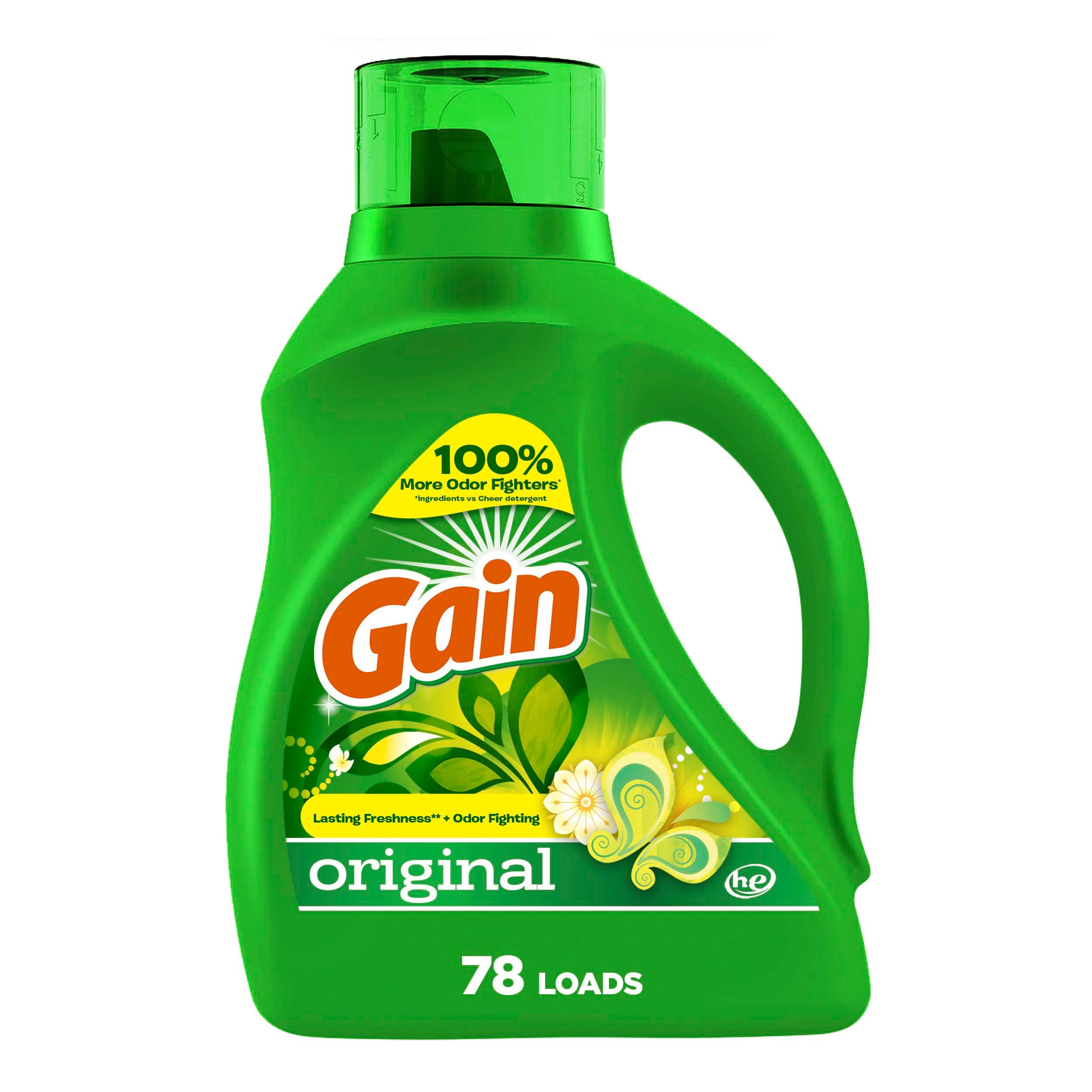 Gain + Aroma Boost Liquid Laundry Detergent, Original Scent, 78 Loads, 113 fl oz, HE Compatible