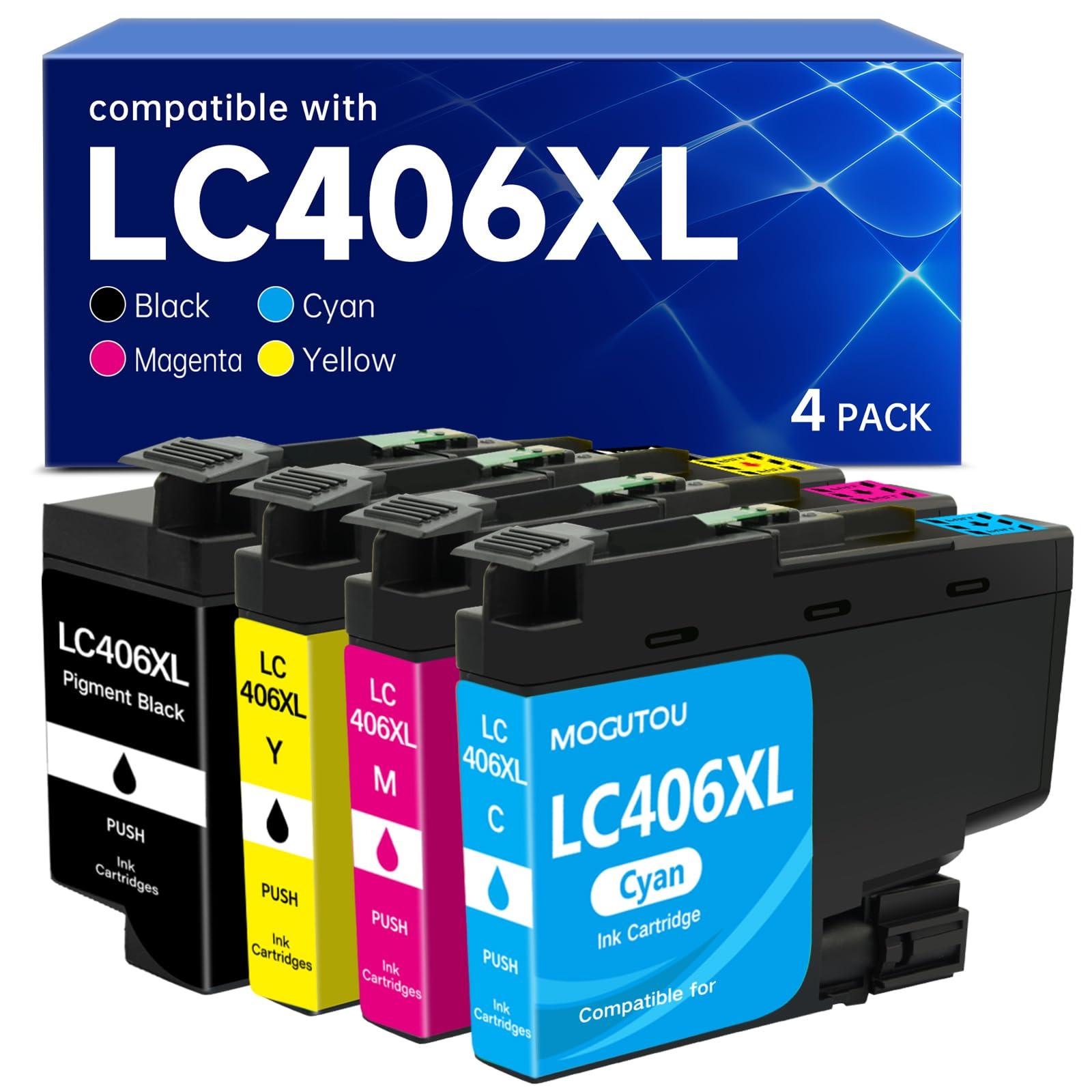 【Pigment Ink】 LC406XL LC406 Ink Cartridges 6000/5000 Pages Compatible for Brother Printer MFC-J4335DW MFC-J4345DW MFC-J4535DW MFC-J5855DW MFC-J5955DW MFC-J6555DW MFC-J6955DW High Yield (4 Pack)