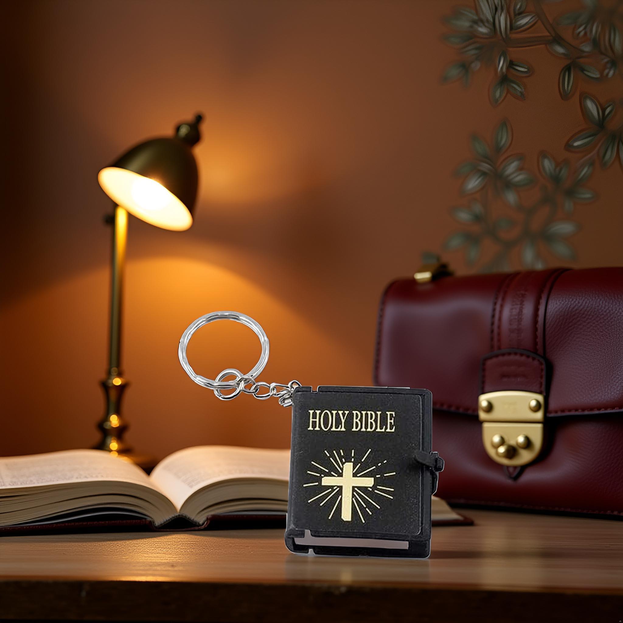 Black Bible Keychain, Sacred Pendant Accessories English Mini Religious Cross Car Key Chain Cross Key Ring Bag Pendant,Clothing, Shoes and Jewelry Automobile Keychains - Image 4