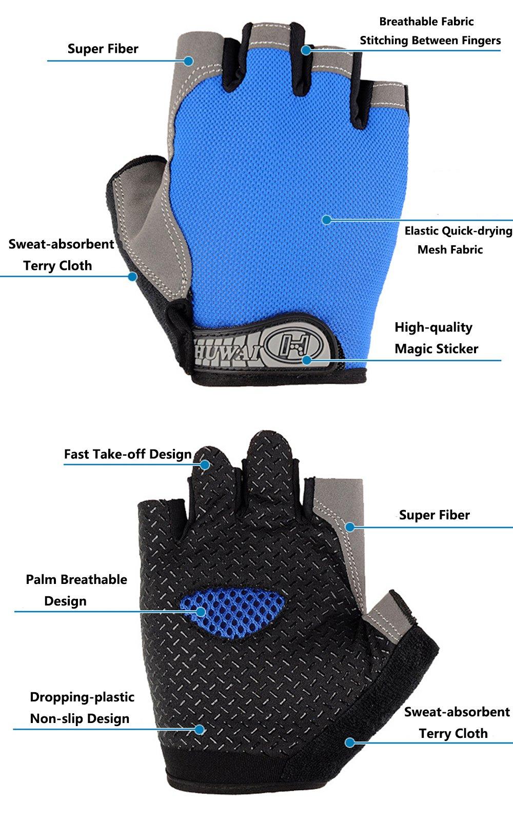 Outdoor Half Finger Cycling Gloves, 1 Pair Sports Fitness Gym Fingerless Unisex Viscose Mesh Breathable Camping Hiking Motorcycle Motorbike Bicycle Fast Drying Gloves - Image 4