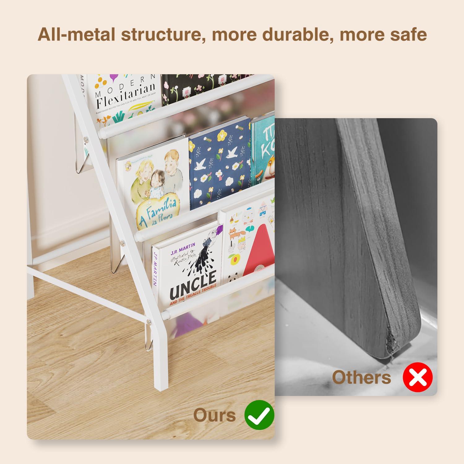 HAVEDAWN High-Transparent 4 Tier Kids Bookshelf, Sturdy Metal Large Size Book Rack Storage for Kids - Toddler Book Shelf Display for Nurasery, Kids Room, Deep Size Bookshelf Hold More Books - Image 6