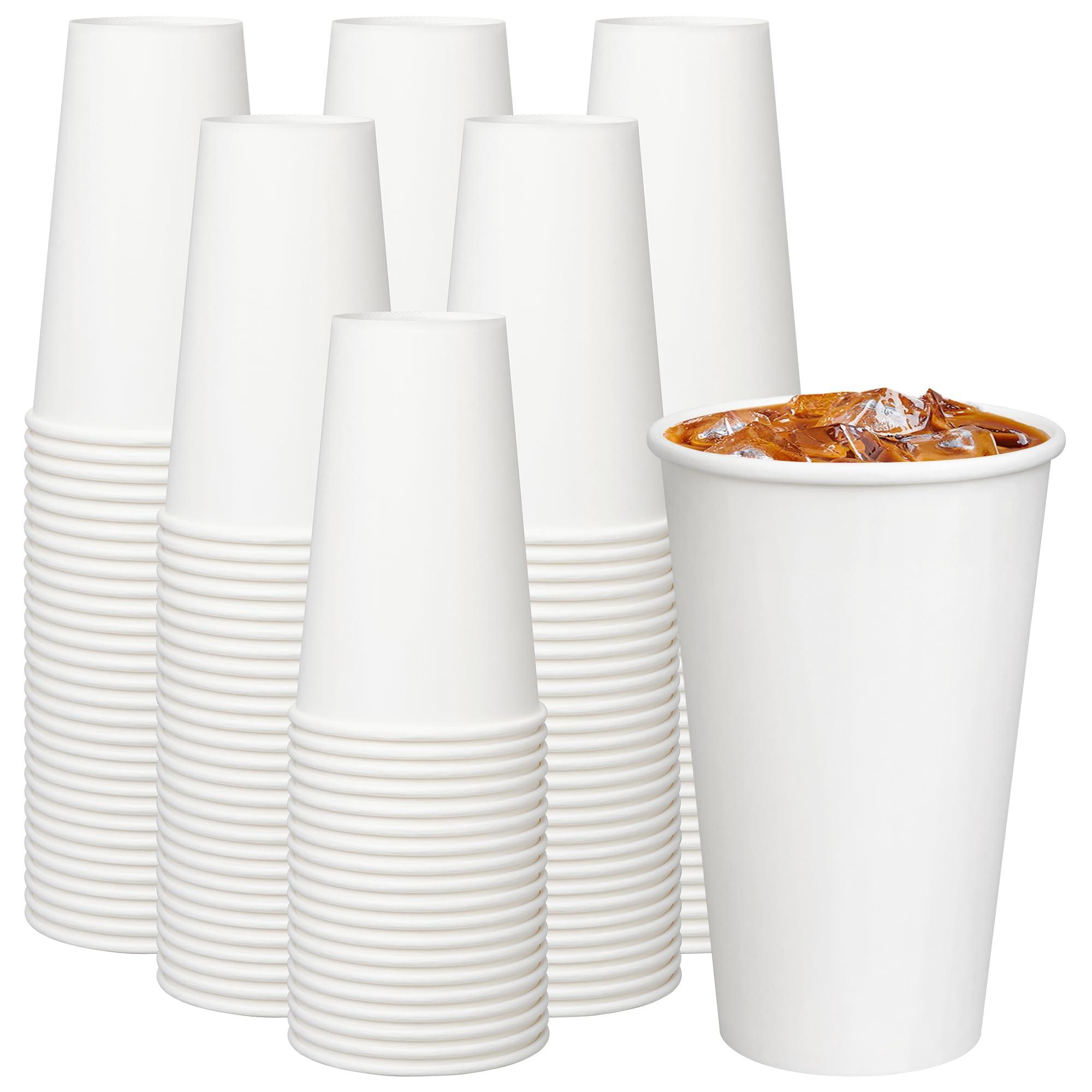 ECOEXTRA Coffee Cups 16 oz 200 Pack, Disposable Paper Cups for Hot Beverage Drinking, White Hot Cups Suitable for Party, Picnic, Travel, and Events