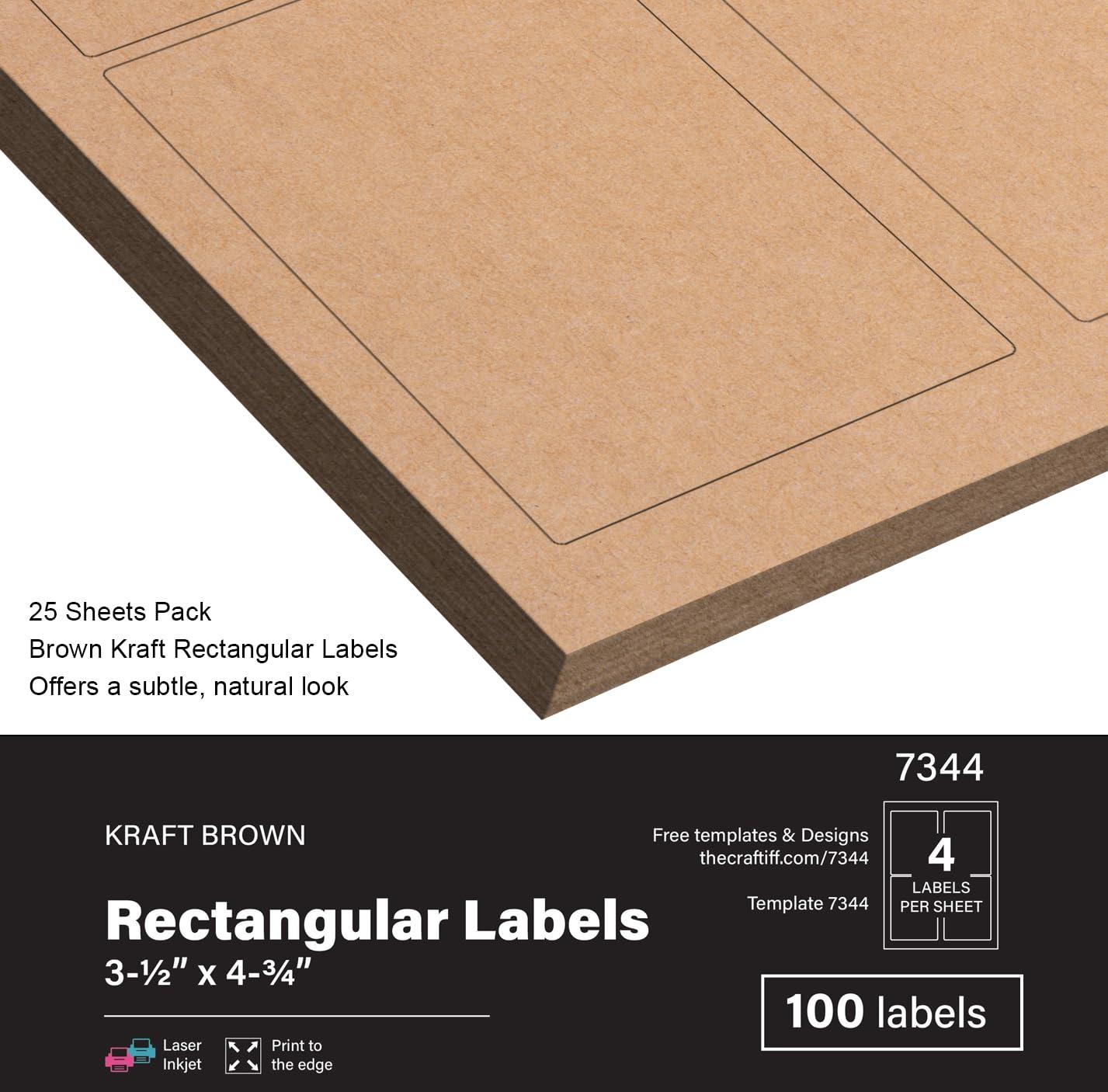 3-1/2 x 4-3/4 inch Rectangle Stickers Kraft Large Wine Labels for Bottles Printable Paper Brown Color, 100 Labels, for Inkjet and Laser Printer, Vinyl Sheets Address Personalized Wedding Craftiff - Image 4