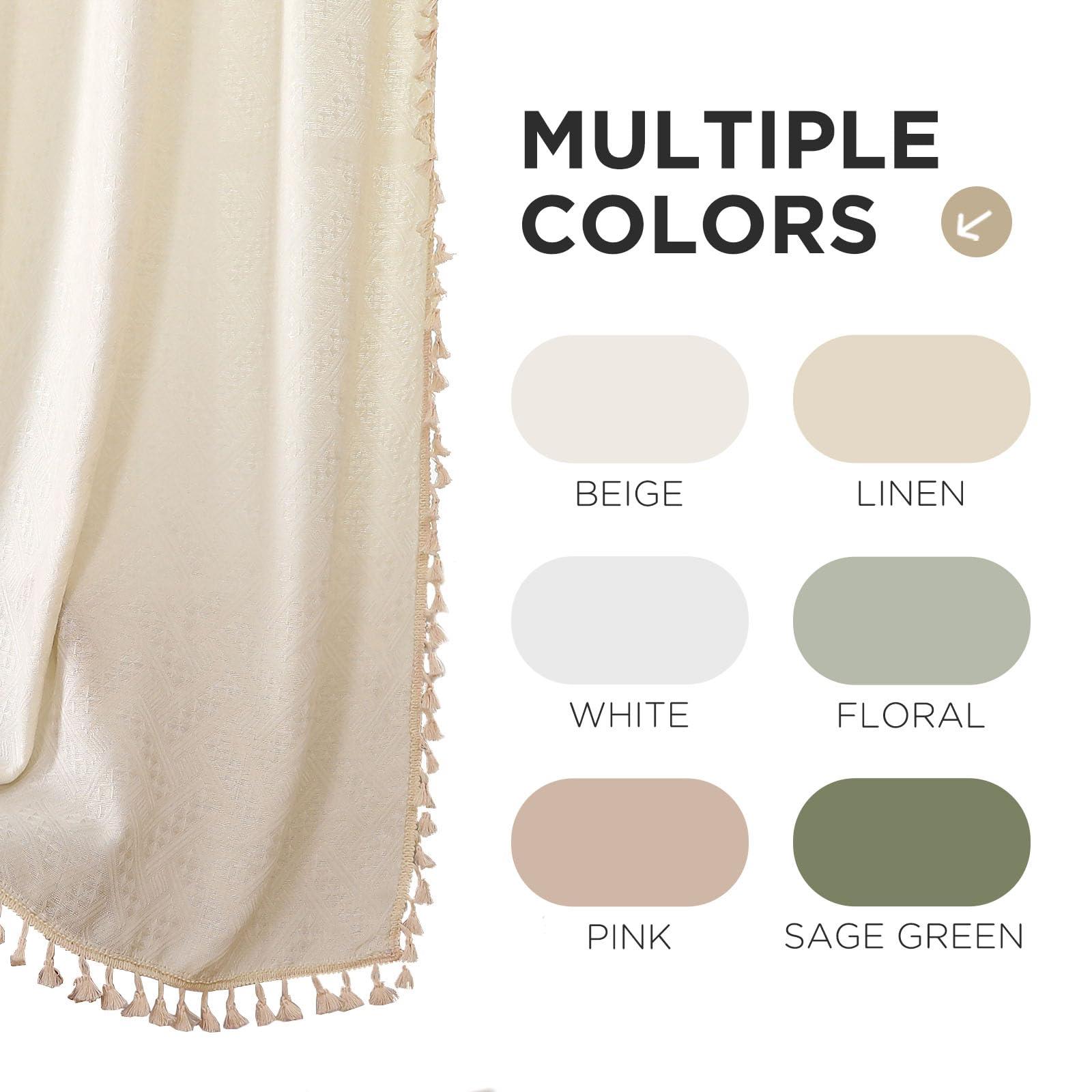 Joydeco Beige Boho Curtains 84 Inch Length 2 Panels, Super Soft Bohemian Farmhouse Curtains with Tassels, Semi Sheer Light Filtering Drapes for Bedroom Living Room (Rod Pocket, 52Wx84L) - Image 9