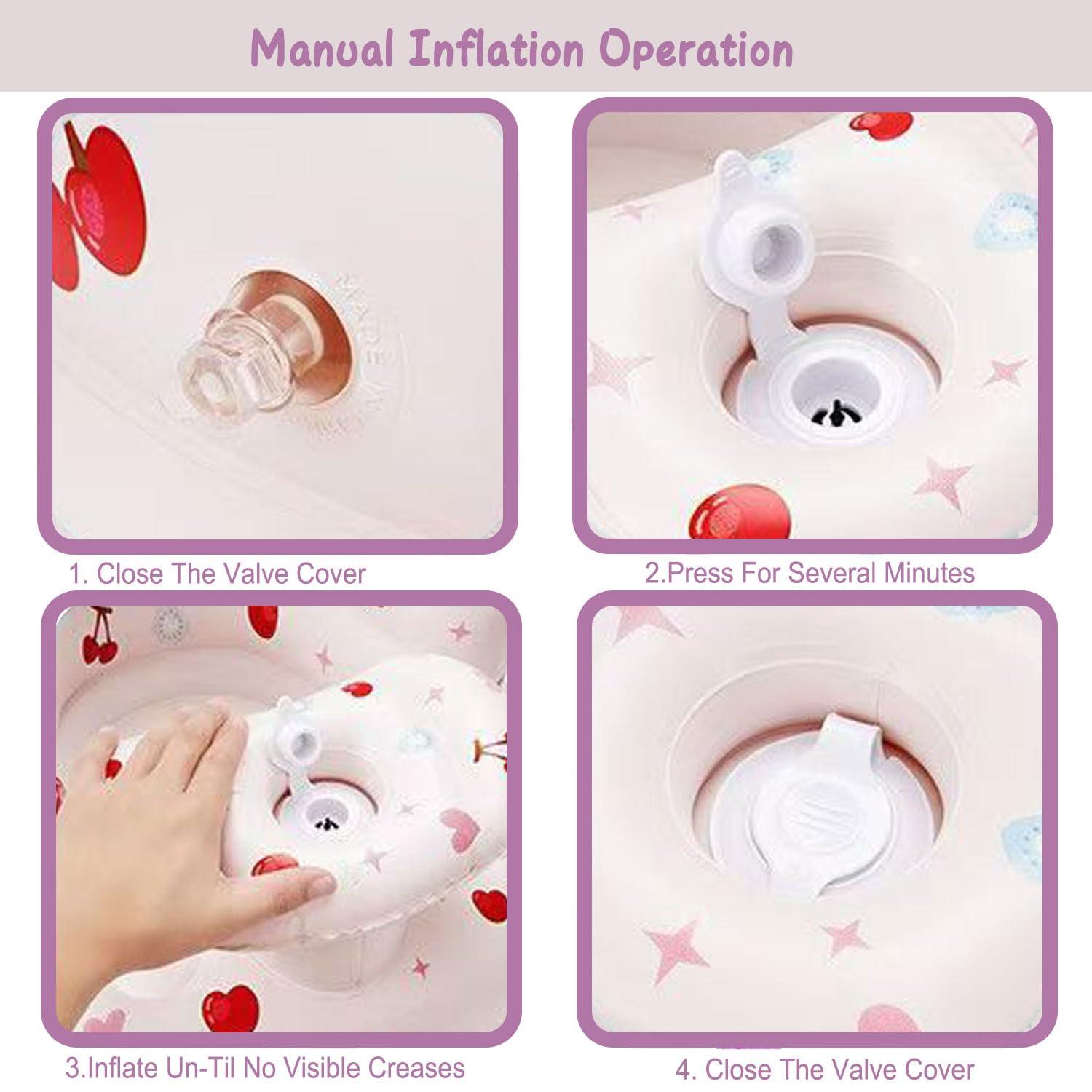 Inflatable Baby Seat for Babies Toddlers Floor Chair Sitting Up Pump Blow Up for Infant Ages 3 6 12 18 24 36 Months Boys Girls Portable Sofa Toys Activity (Lovely Cherry) - Image 6