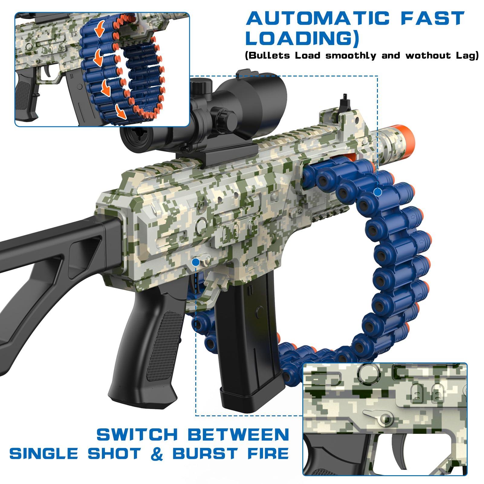 Electric Automatic Toy with Scope, JakMean Toy Blaster with 30 Dart Clips and 100 Foam Darts, Outdoor Shooting Games Toys for 6-12 Year Old Boys & Girls Adults, Gifts for Birthday Xmas, Green - Image 6