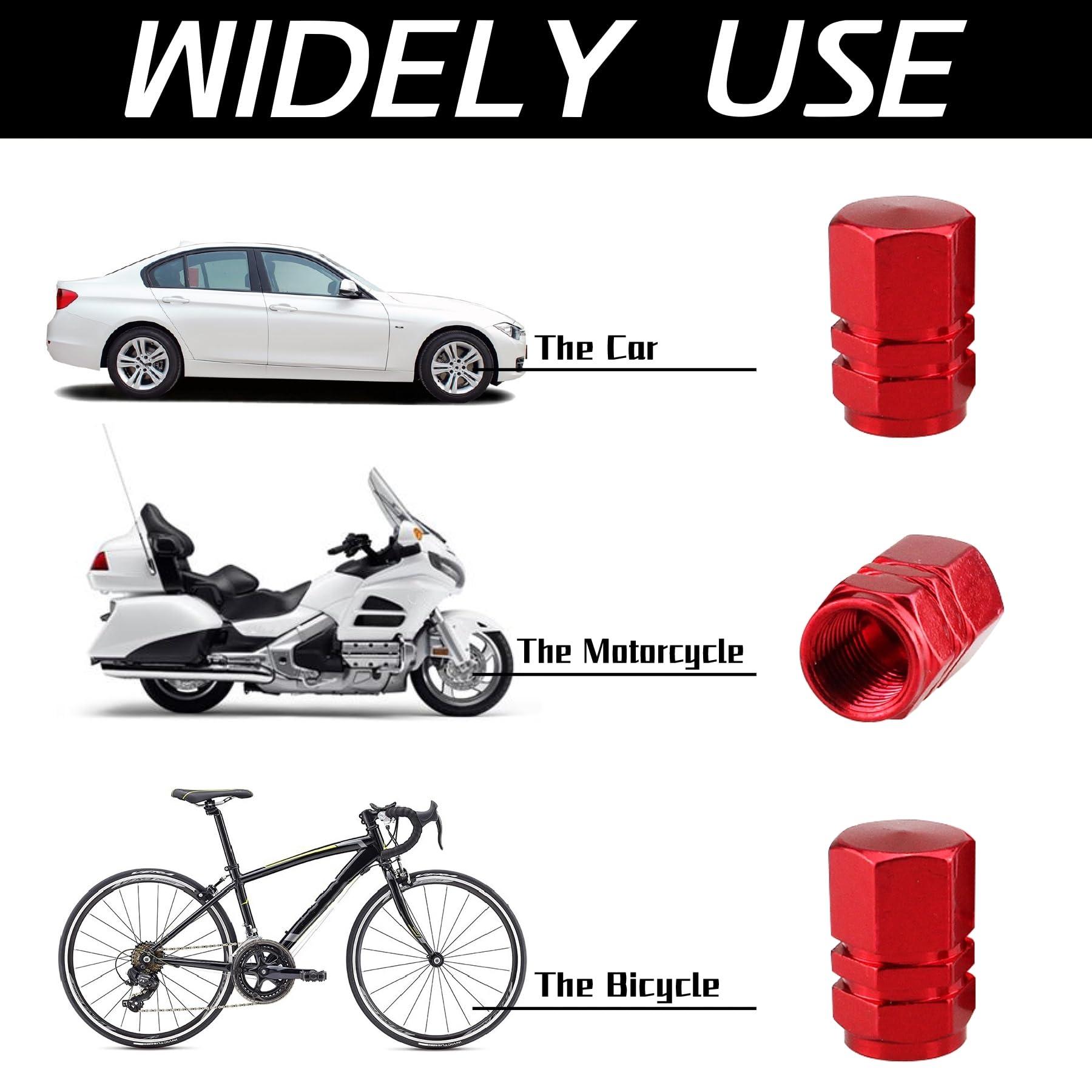JUSTTOP Car Tire Valve Stem Caps, 12pcs Air Caps Cover, Universal for Cars, SUVs, Bike, Trucks and Motorcycles-Red - Image 3