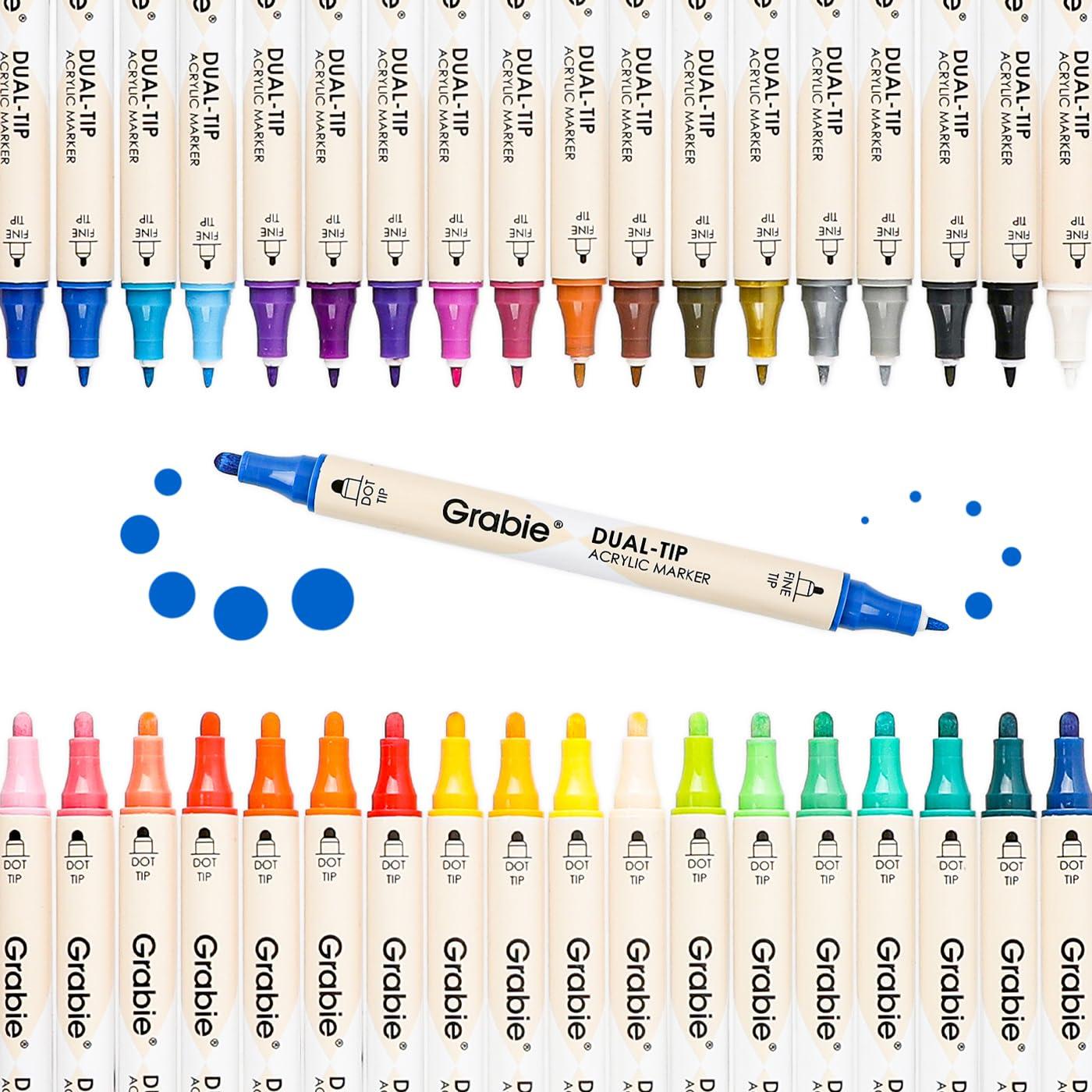 Grabie 36 Dual Tip Acrylic Paint Markers, Acrylic Paint Pens, Fabric Markers for Fabric, Canvas, Rock, Glass, Wood, Paper, DIY, Canvas DIY Art Supplies Kit for Adults - Image 5