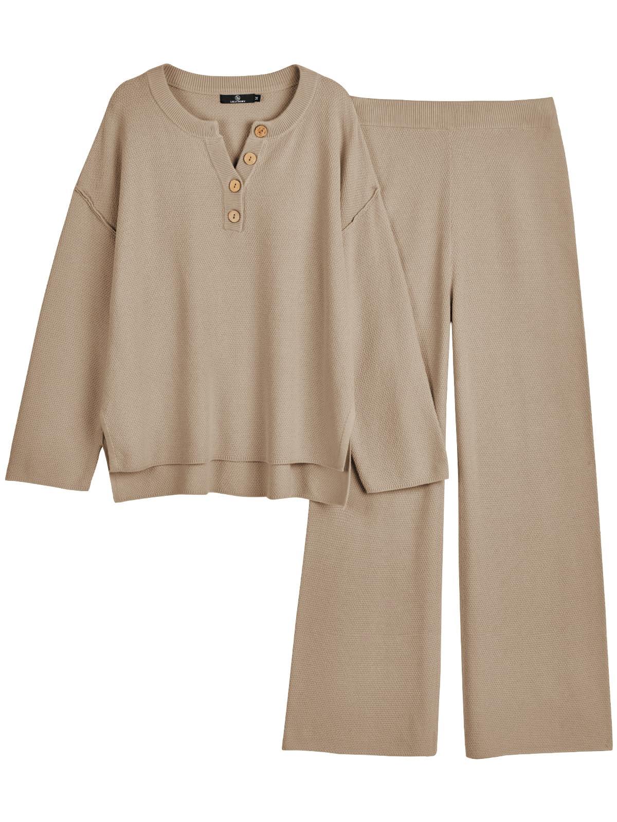 LILLUSORY Women's 2 Piece Lounge Sets Oversized Slouchy Matching Cozy Knit Sets