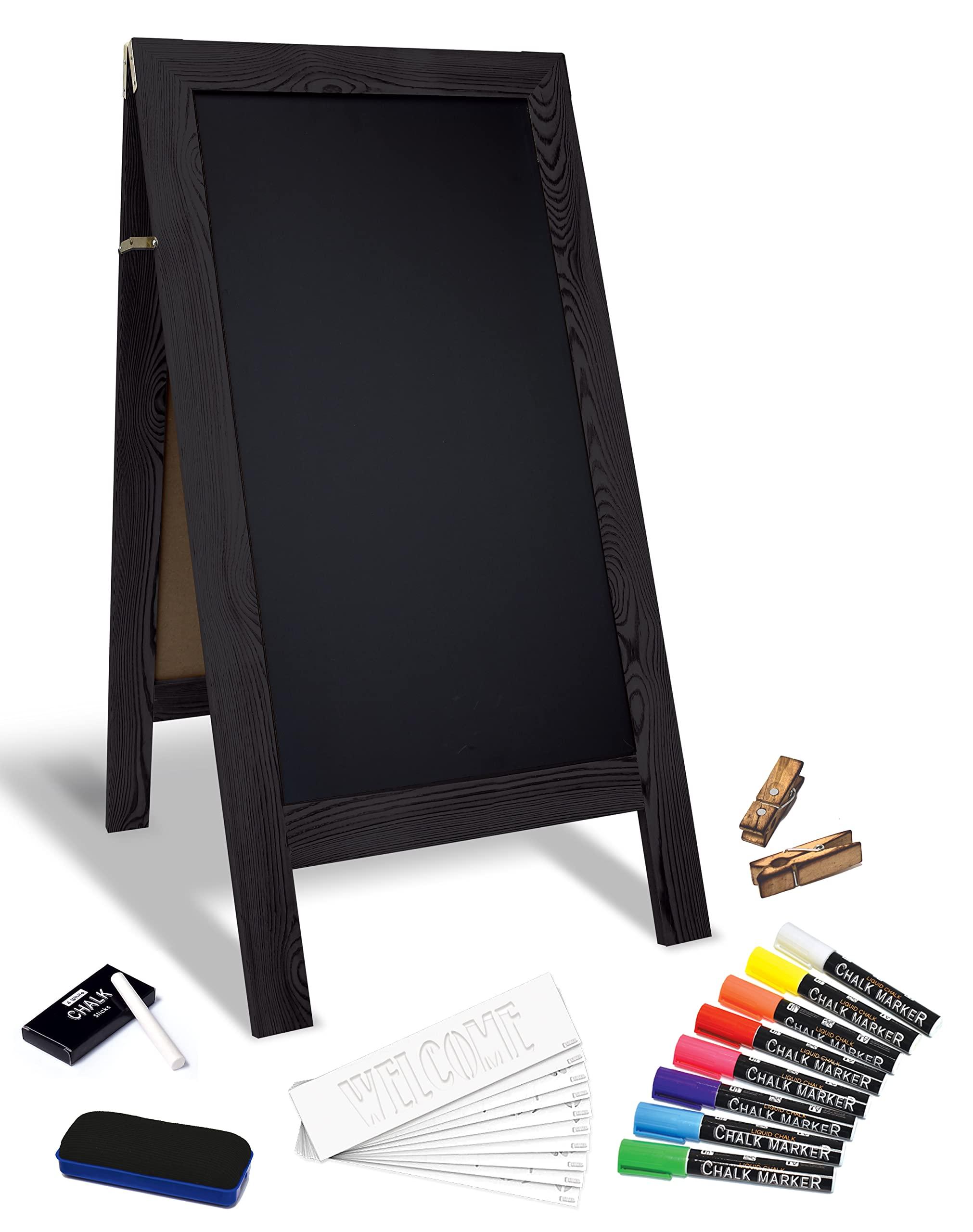 Better Office Products Magnetic A-Frame Chalkboard Sign, Extra Large 20" x 40", Standing Chalkboard Easel, Deluxe Set with Multiple Accessories, Outdoor Sidewalk Sandwich Board Sign,(Black)