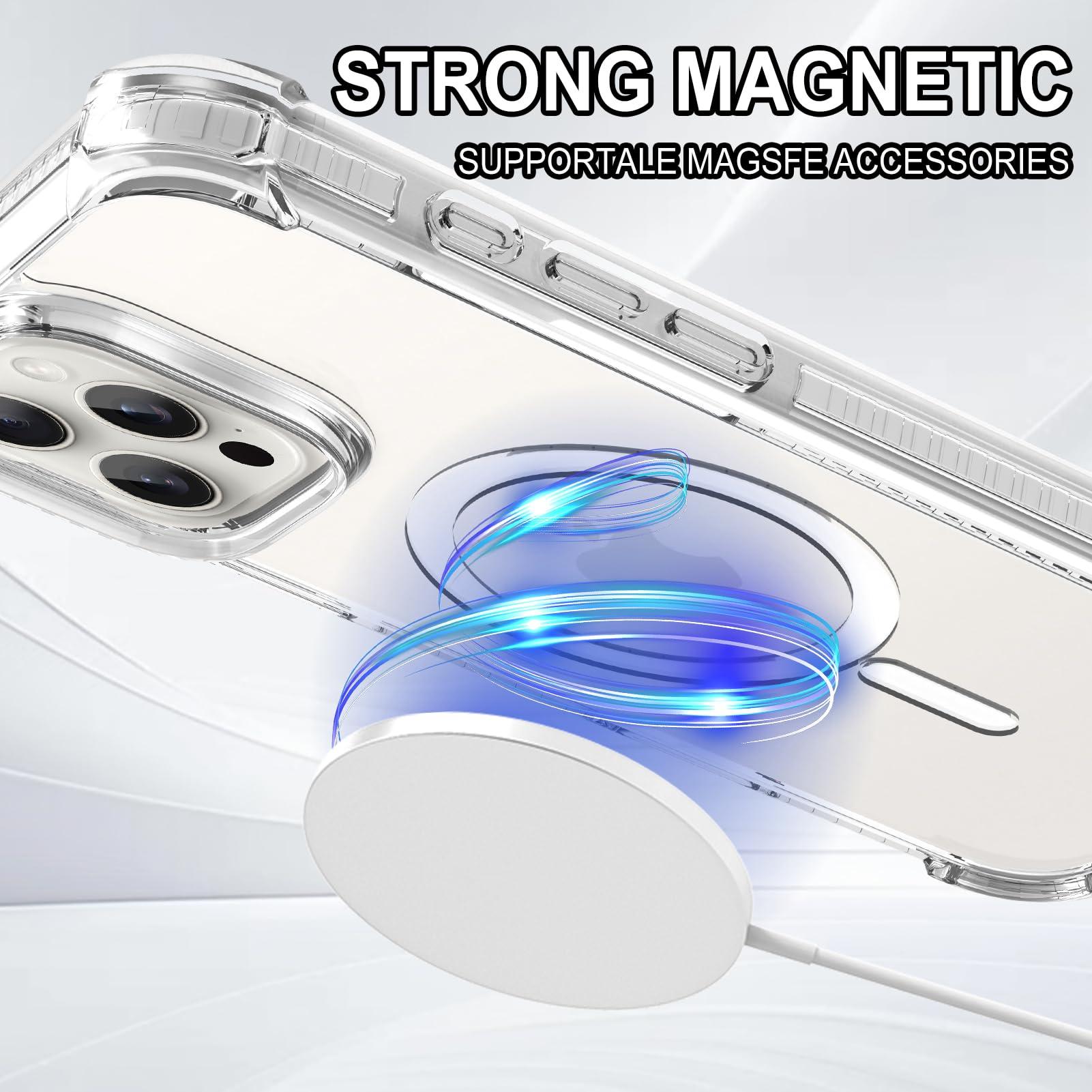 OOK Case for iPhone 16 Pro Max, Magnetic White Clear Case [Compatible with MagSafe] Slim Anti-Scratch Shockproof Protective TPU Bumper Acrylic Cover for 6.9 inch - Image 5