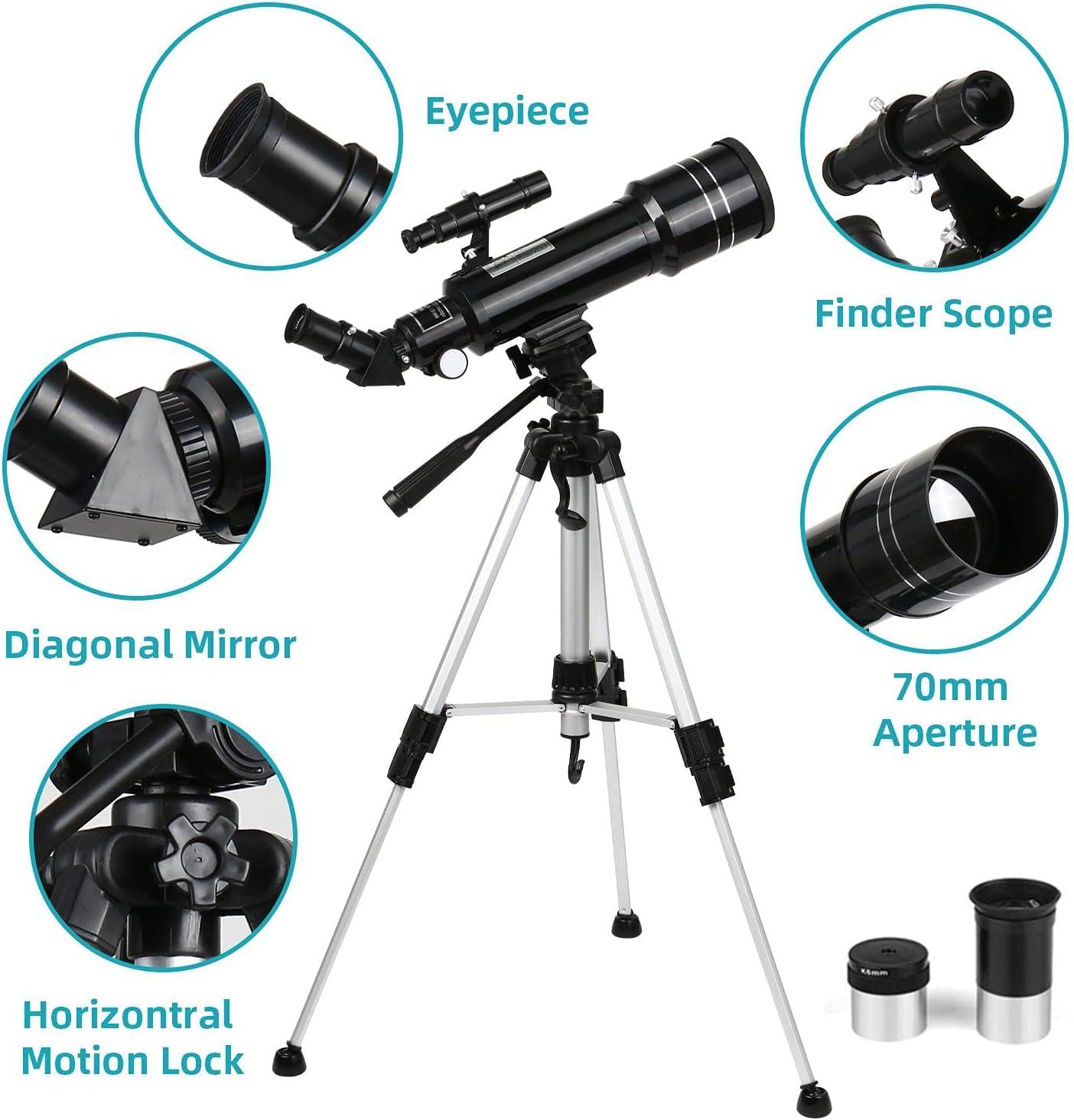 Telescope with 6mm and 25mm Kellner Eyepieces, F40070M Astronomical Reflector Telescope with Height-Adjustable Aluminum Tripod and Backpack, Can See Craters on The Surface of The Moon - Image 4