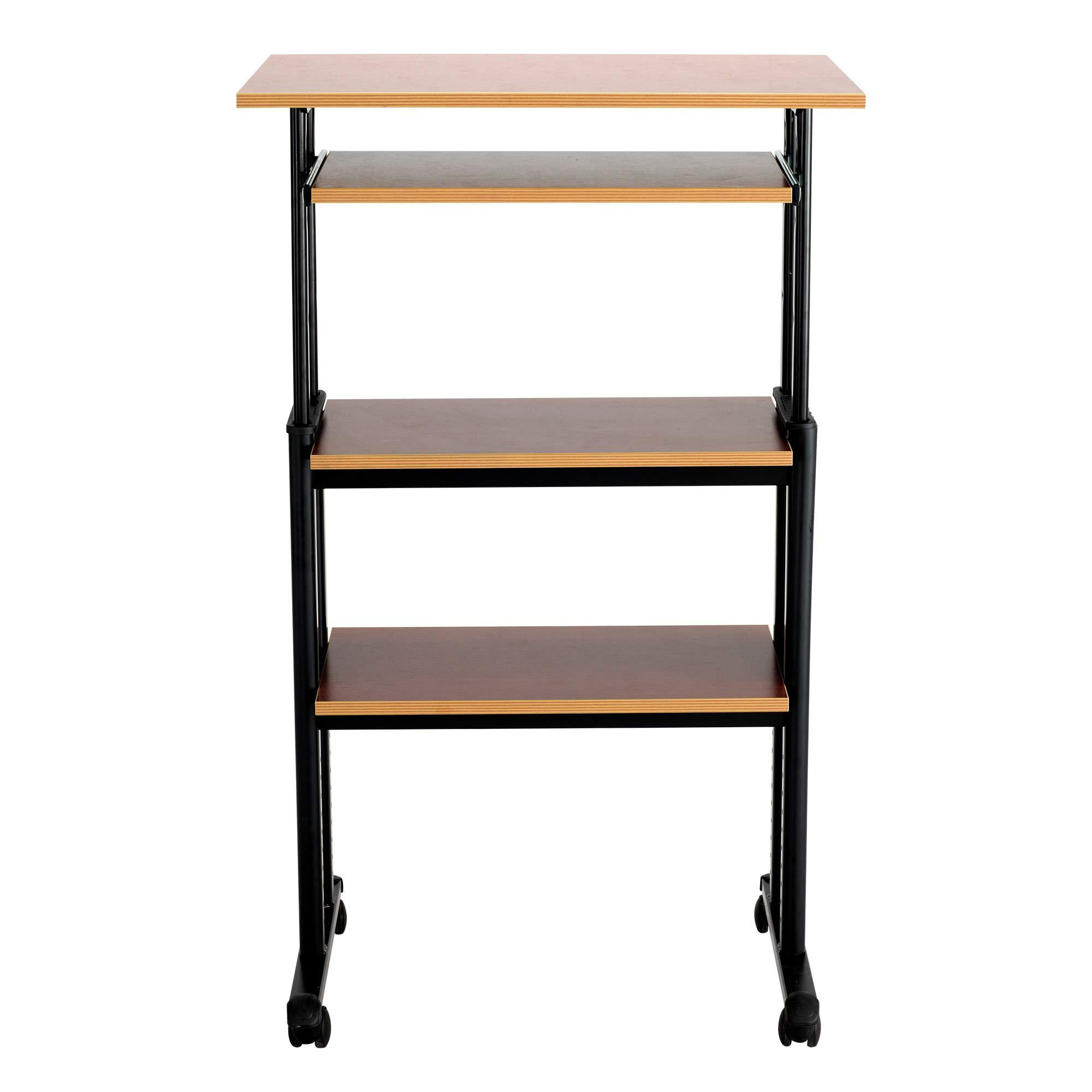Safco 1929CY MUV Mobile Stand-Up Height-Adjustable Desk,Keyboard Storage, Steel Frame Construction, Durable Melamine Laminate Work Surface, 4 Wheels, Narrow Design - Image 4