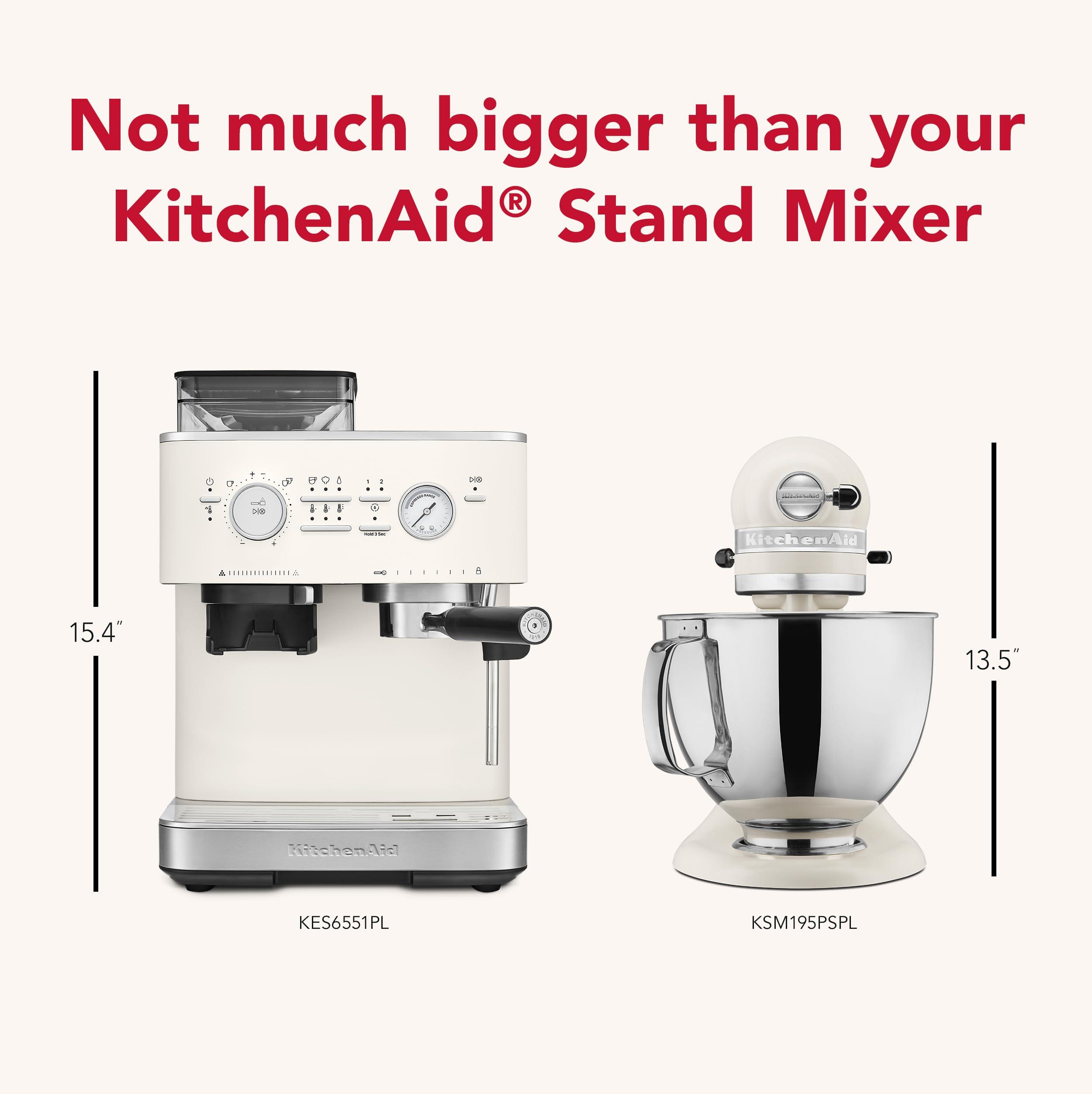 KitchenAid Semi Automatic Espresso Machine with Burr Grinder, KES6551, Porcelain White - Image 8