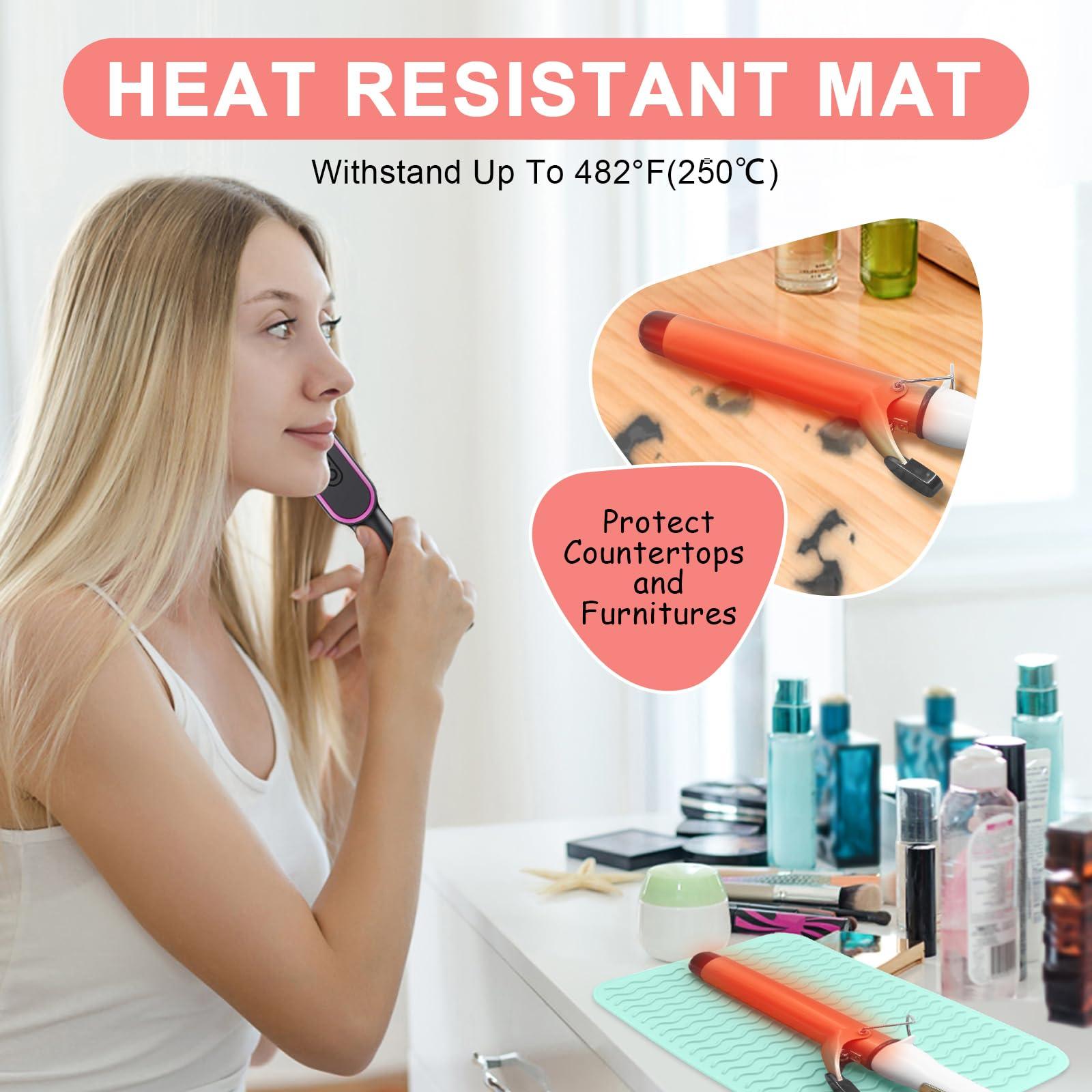 Suafrnut Plus Size Silicone Heat Resistant Mat, Portable Travel Hot Tools Pad Cover for Curling Iron, Flat Iron, Hair Straightener and Other Hair Styling Tools(12.0" x 9.0") - Image 2