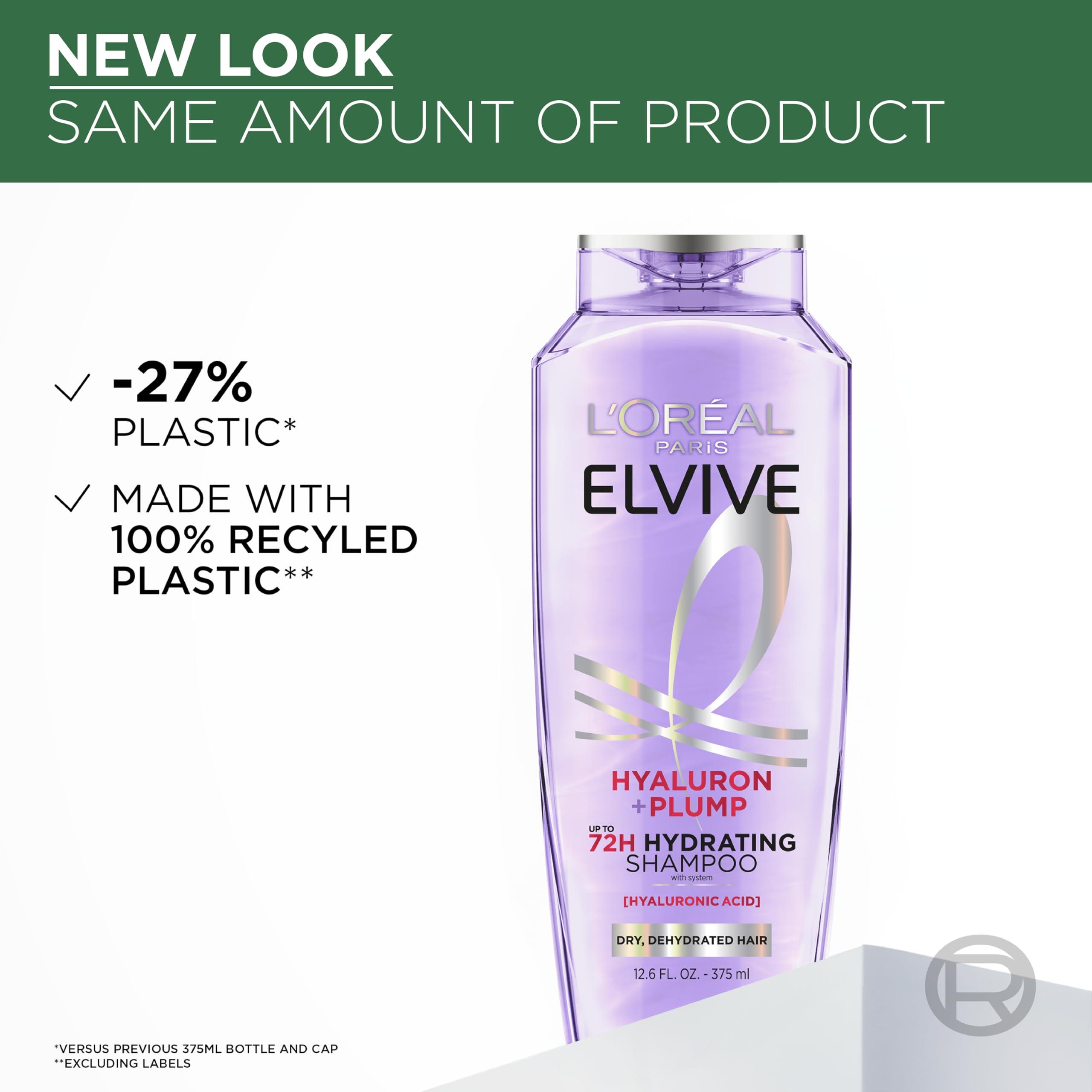 L'Oreal Paris Elvive Hyaluron Plump Hydrating Shampoo for Dehydrated, Dry Hair Infused with Hyaluronic Acid Care Complex, Paraben-Free, 12.6 Fl Oz - Image 6
