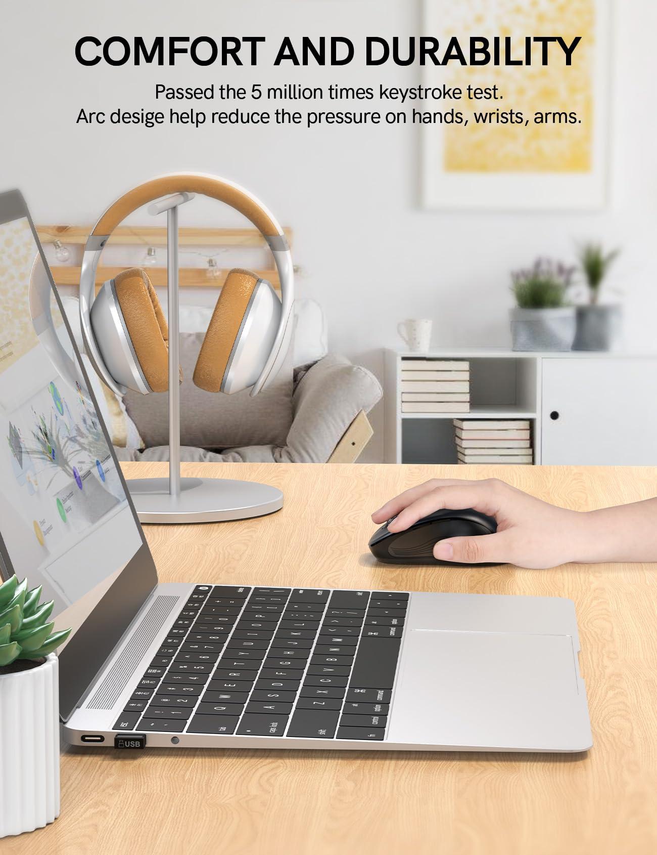 Trueque Wireless Mouse for Laptop, 2.4GHz Ergonomic Computer Mouse with Back & Forward Buttons, 3 Adjustable DPI Levels, 6 Buttons, Optical USB Cordless Mice for Windows Chromebook MacBook PC (Gray) - Image 5