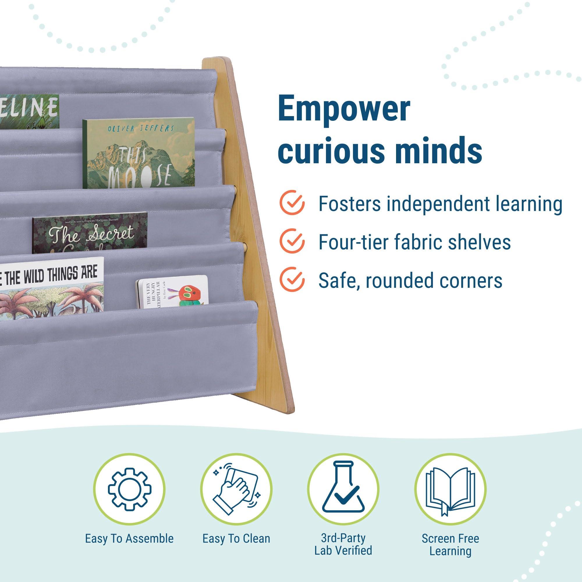 Wildkin Sling Bookshelf, Natural with Grey - Image 4