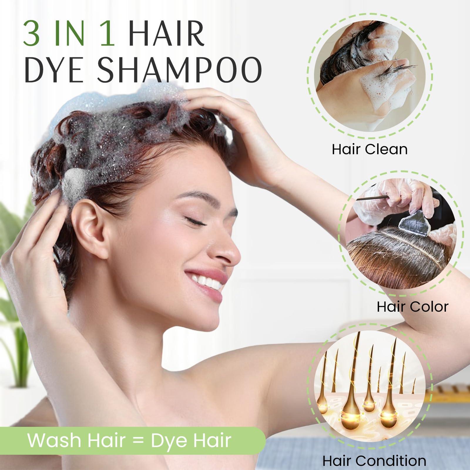 Fedulili Hair Dye Shampoo 3-in-1, Instant Natural Hair Color Treated Shampoo for Women Men Champu Para Canas Mujer Purple, Lasting 3-4 Weeks & Easy to Use & All Hair Types & Root Touch Up, 500ml - Image 2