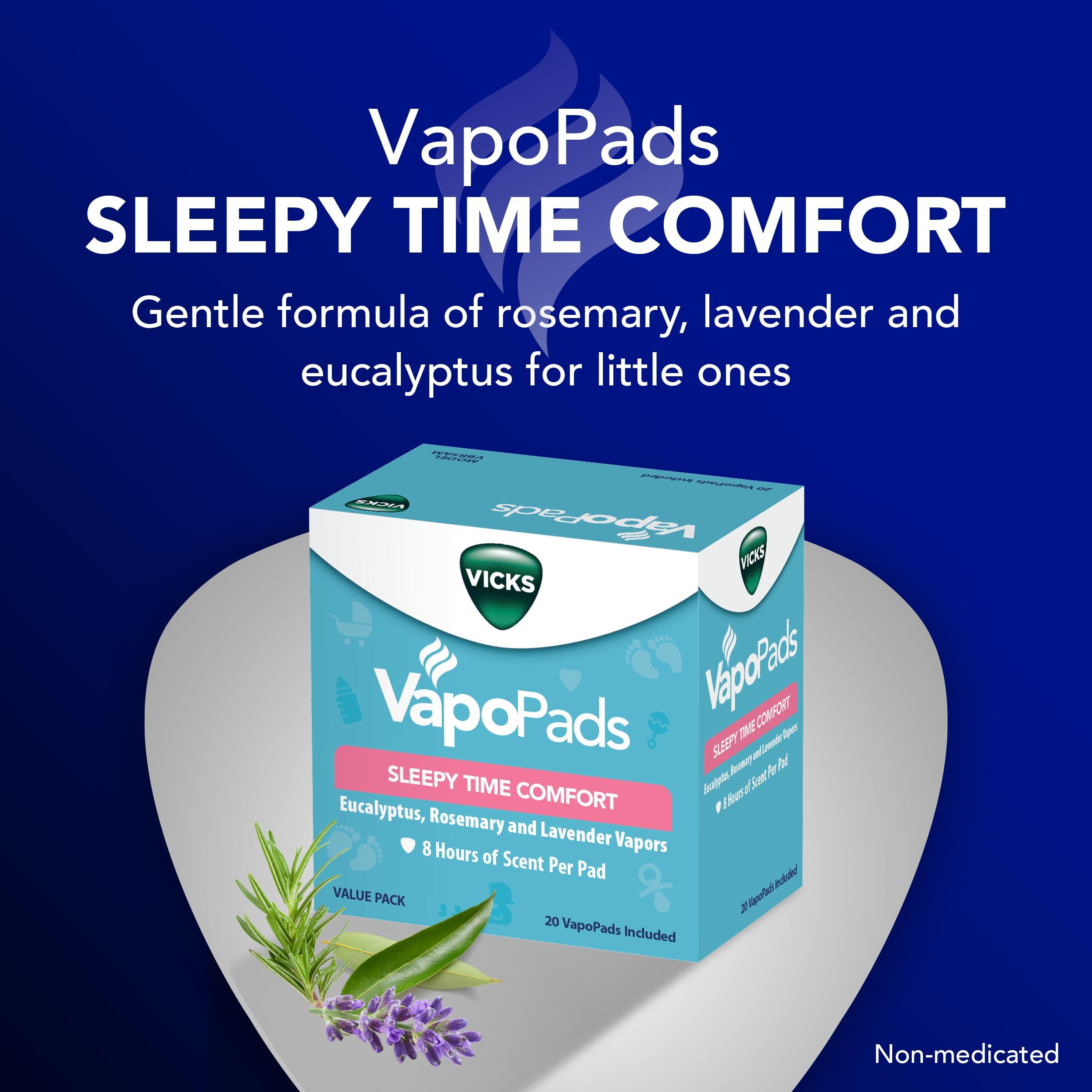 Vicks VapoPads Sleepy Time Comfort - Vapor Pads Refill Humidifiers and Steam Inhalers - Rosemary, Lavender, and Eucalyptus, FSA/HSA Eligible, 20-Pack, Box Color May Vary - Image 2