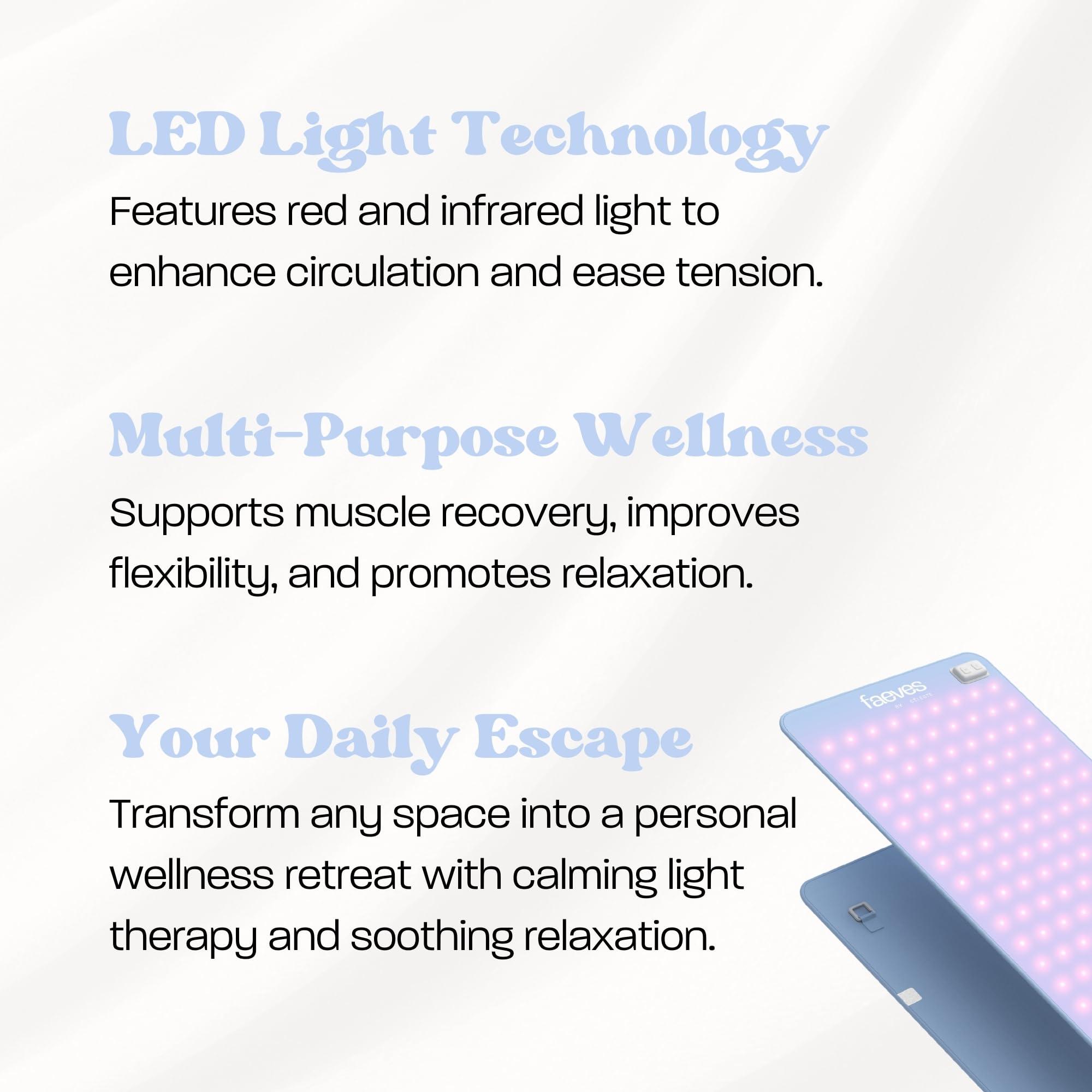 Faeves By Céleste Revitalizing LED Yoga Mat, Built-In LED Lights, Support Muscle Recovery, Improves Skin Texture and Circulation, Red & Blue Light Pad - Image 6