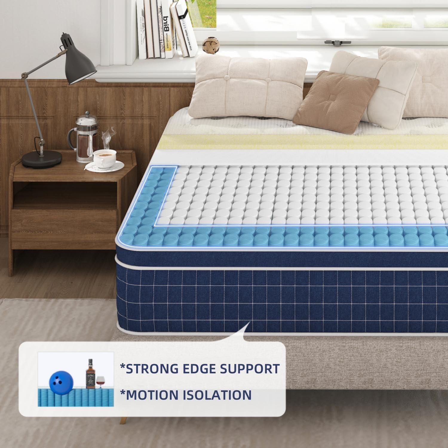 EEN EEN SLEEP Full Size Mattress [Upgraded Strengthen] 12 Inch Firm Full Mattress in a Box, Hybrid Mattresses with Gel Memory Foam and Independent Pocket Springs, Release Stress, Strong Edge Support - Image 5