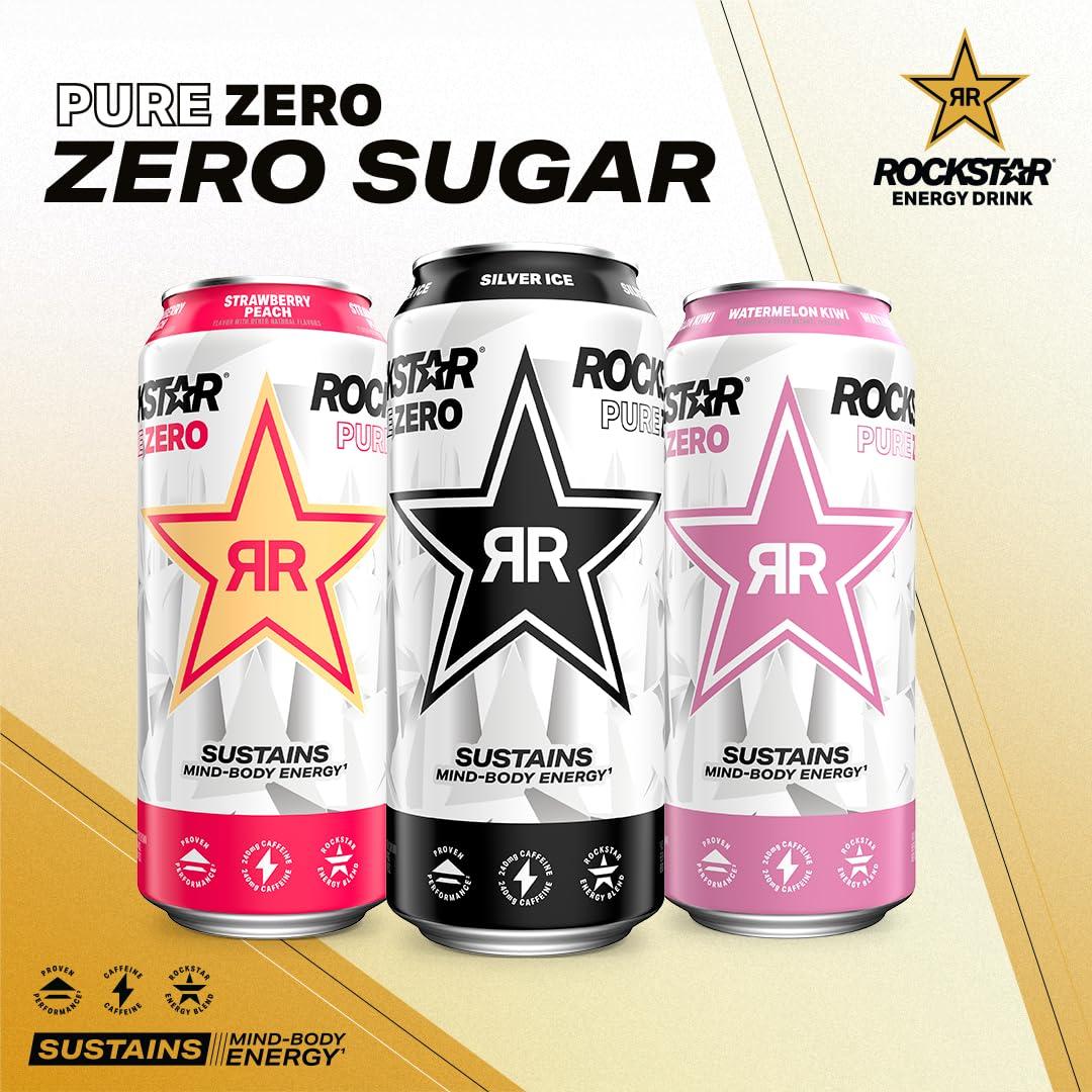 Rockstar Pure Zero Energy Drink, Fruit Punch, 0 Sugar, with Caffeine and Taurine, 16oz Cans (12 Pack) (Packaging May Vary) - Image 4
