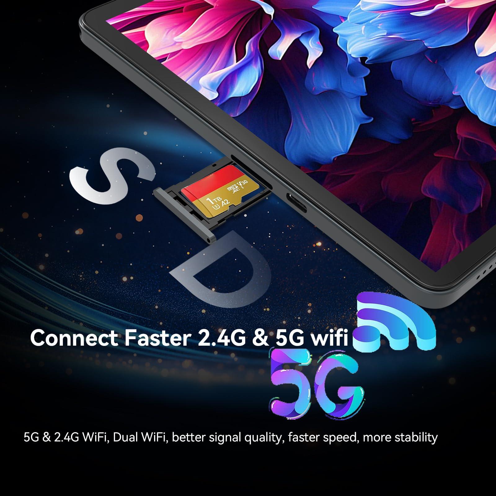 2025 Release 11 inch Tablet, Android 14 Tablets with Keyboard, 16(8+8)GB RAM 128GB ROM 1TB Expand, 2.4G/5G WiFi Tablet with BT 5.0, 13MP Camera, Octa-Core, 8000mAh, GPS, 11" Big Incell Screen-Gray - Image 5