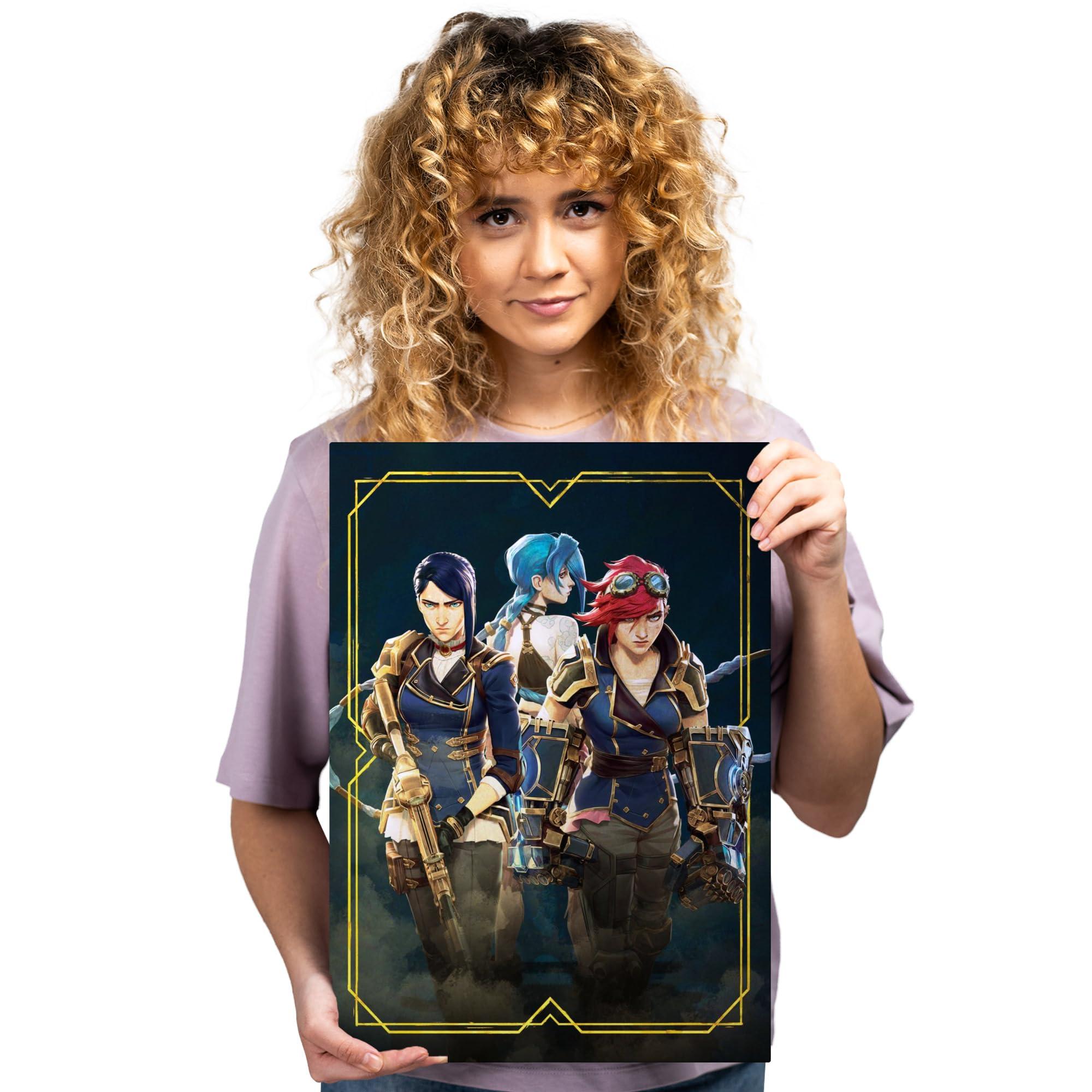 Displate Official Arcane Metal Poster Magnetic Mounting Included Licensed Artwork Modern Wall Decor Caitlyn, Vi and Jinx Poster 45 cm x 32 cm - Image 2