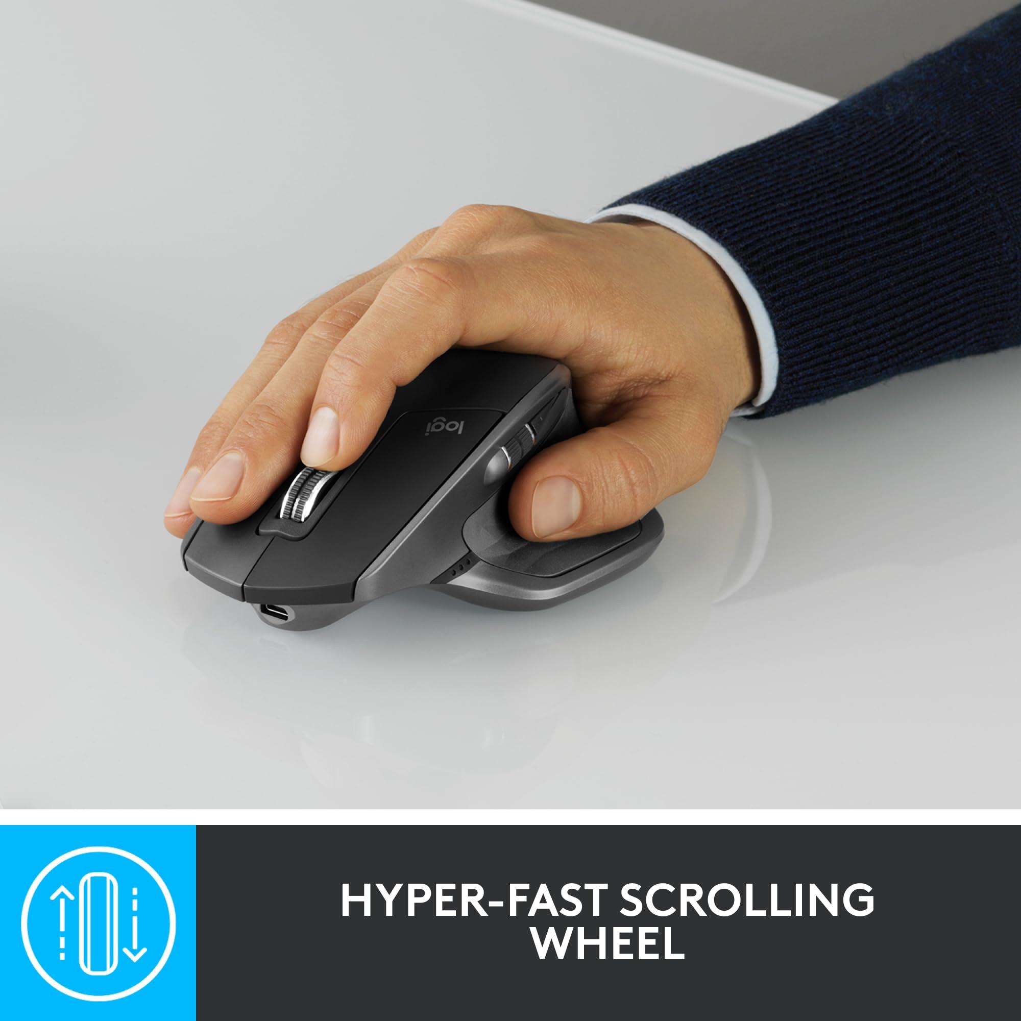 Logitech MX Master 2S Bluetooth Edition Wireless Mouse – Use on Any Surface, Hyper-Fast Scrolling, Ergonomic, Rechargeable, Control Up to 3 Apple Mac and Windows Computers - Graphite - Image 4