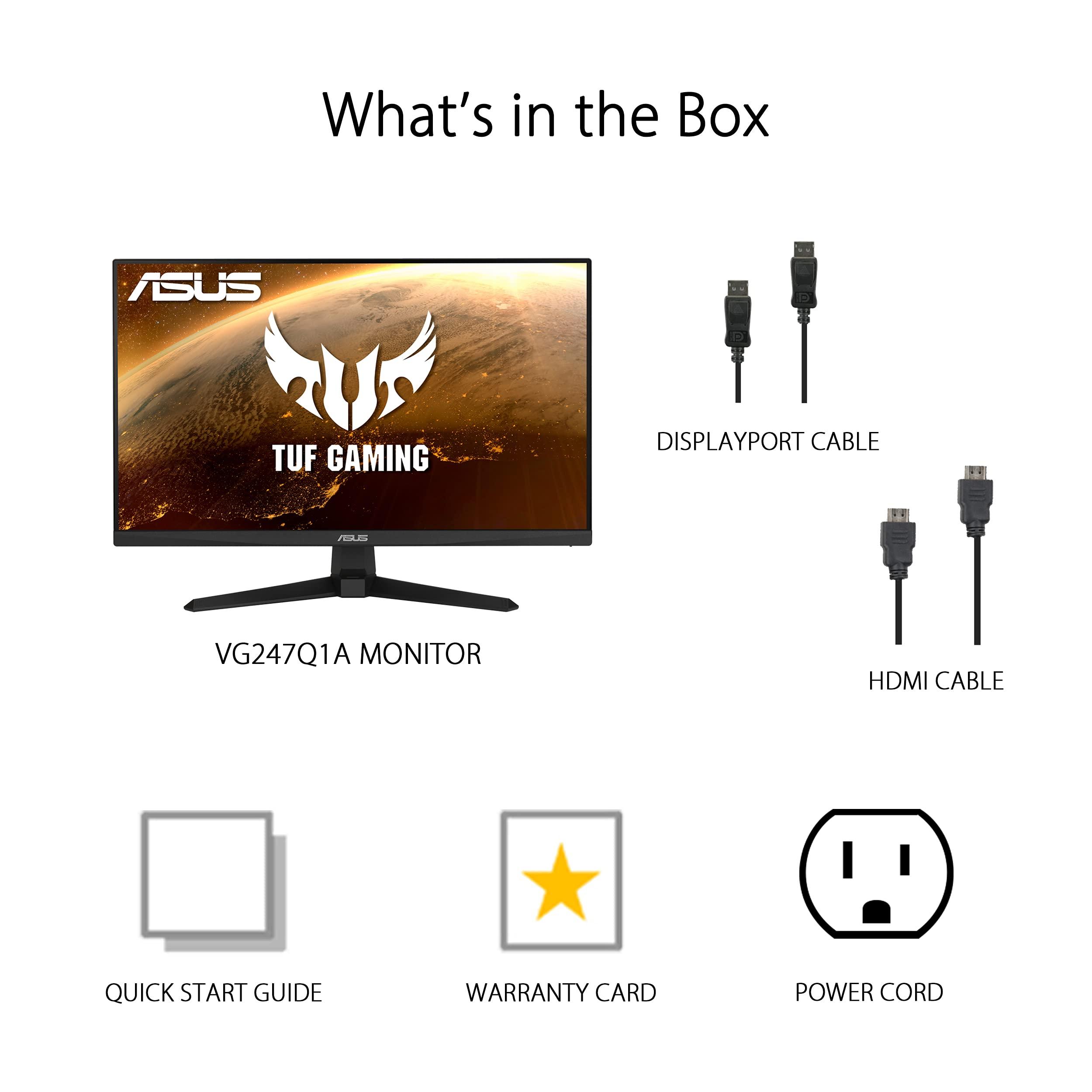 ASUS TUF Gaming 23.8” 1080P Monitor (VG247Q1A) - Full HD, 165Hz (Supports 144Hz), 1ms, Extreme Low Motion Blur, Adaptive-sync, FreeSync Premium, Shadow Boost, Speakers, Eye Care, HDMI, DisplayPort - Image 6