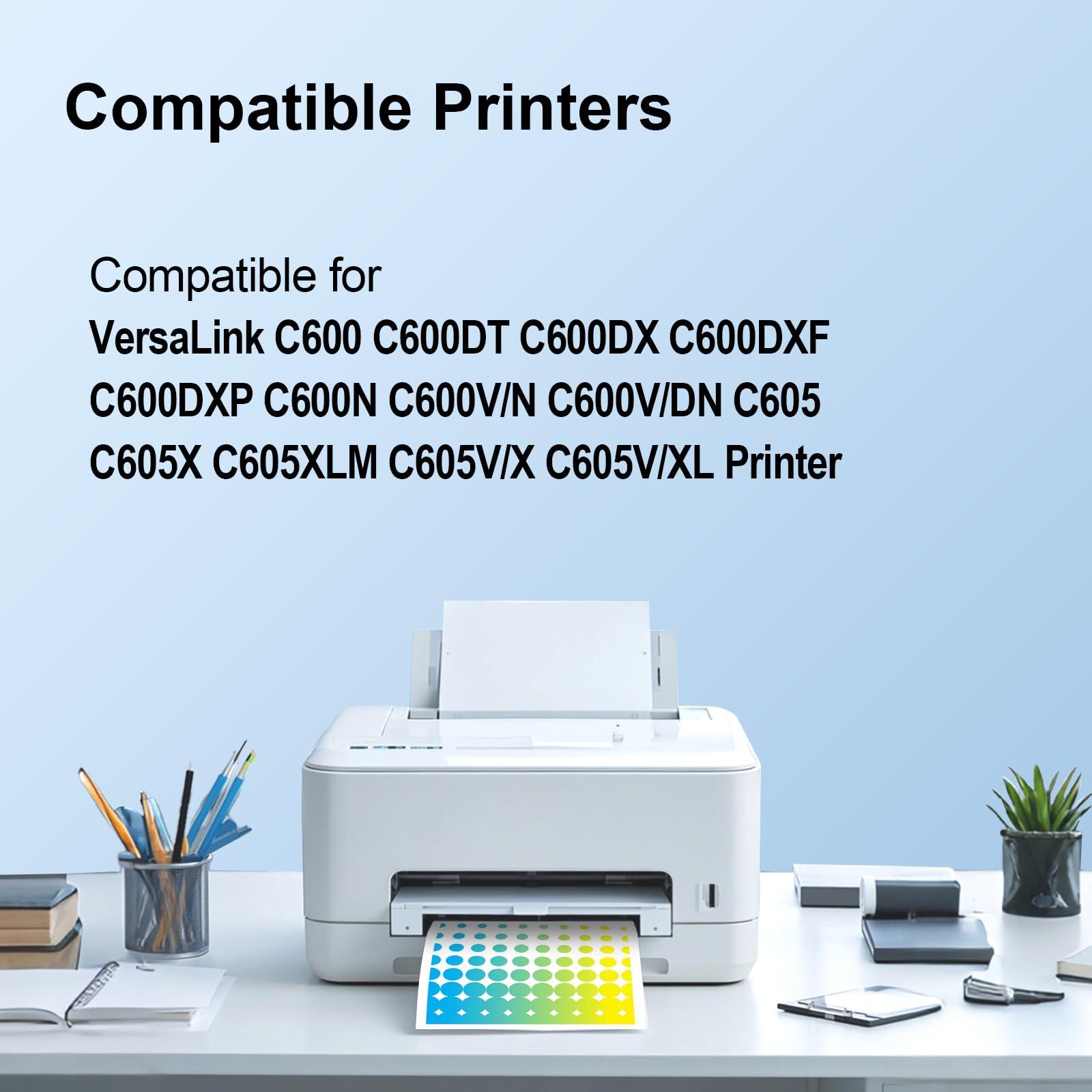 Versalink C600 C605 Toner Cartridge High Yield Replacement for Xerox Versalink C600 C600DT C600DX C600DXF C600DXP C600N C605 C605X C605XLM Printers (BK/C/M/Y) -106R03896 106R03897 106R03898 106R03899 - Image 2