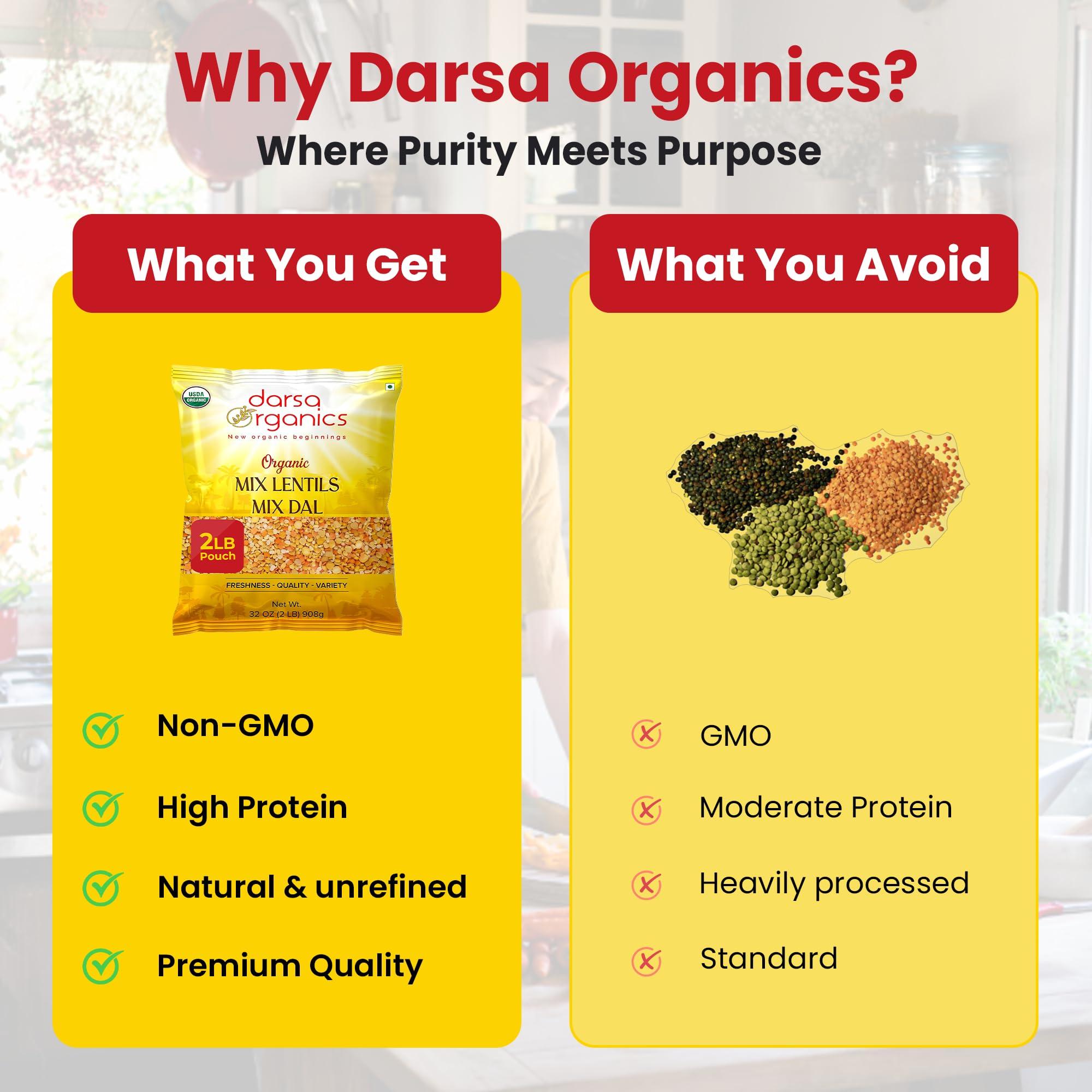 Darsa Organics Mix Lentils 2 lb – USDA Organic, Non-GMO, Kosher Mixed Dal – High Protein Indian Red Lentil Blend for Soup, Stews, Curry & Snacks – Chemical-Free, Premium Quality, Food-Grade Packaging - Image 6