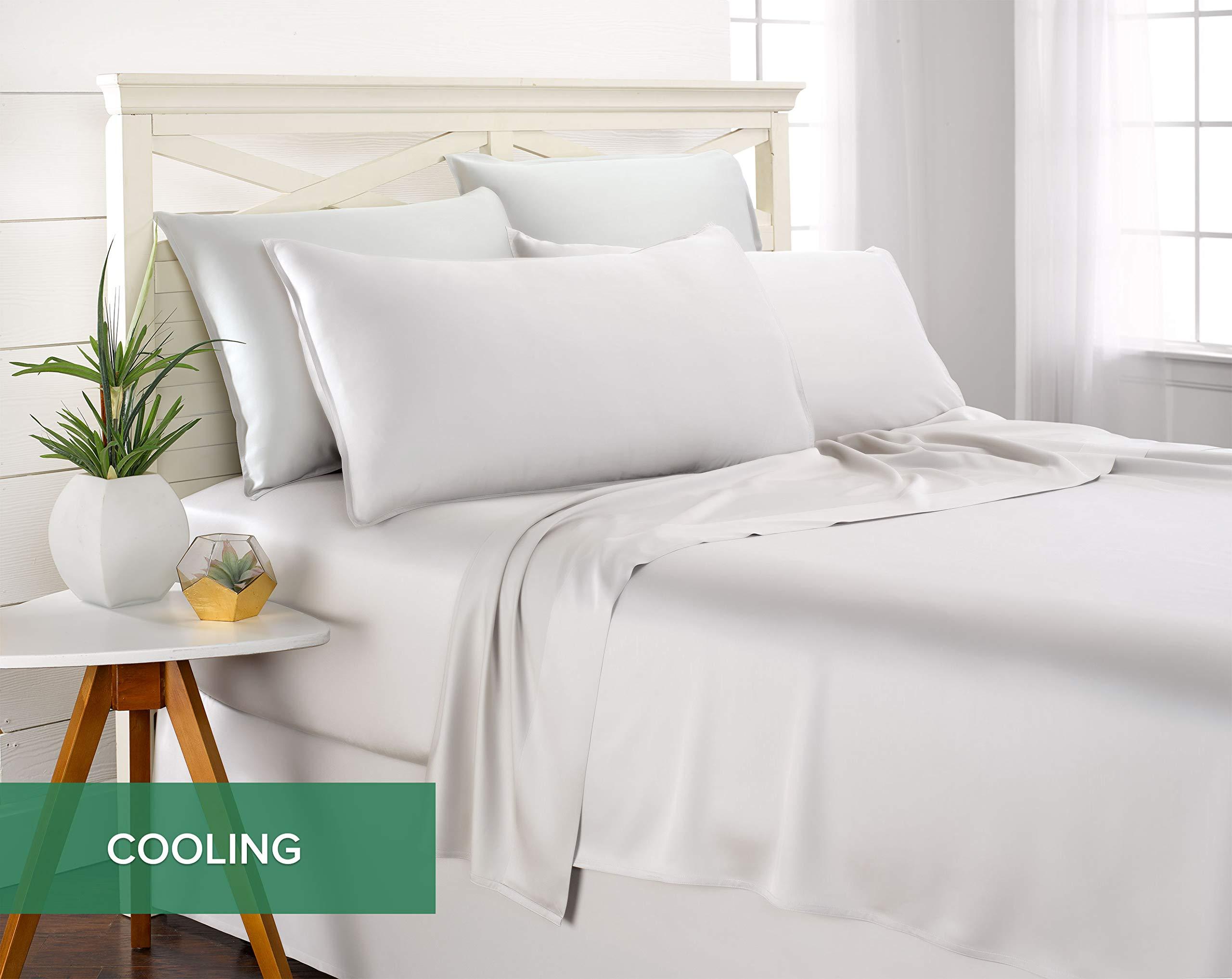 King Sheets by Pure Bamboo, Genuine 100% Organic Viscose Derived from Bamboo Bed Sheet Set, Luxuriously Soft & Cooling, Double Stitching, Lifetime Quality Promise (King, White) - Image 5