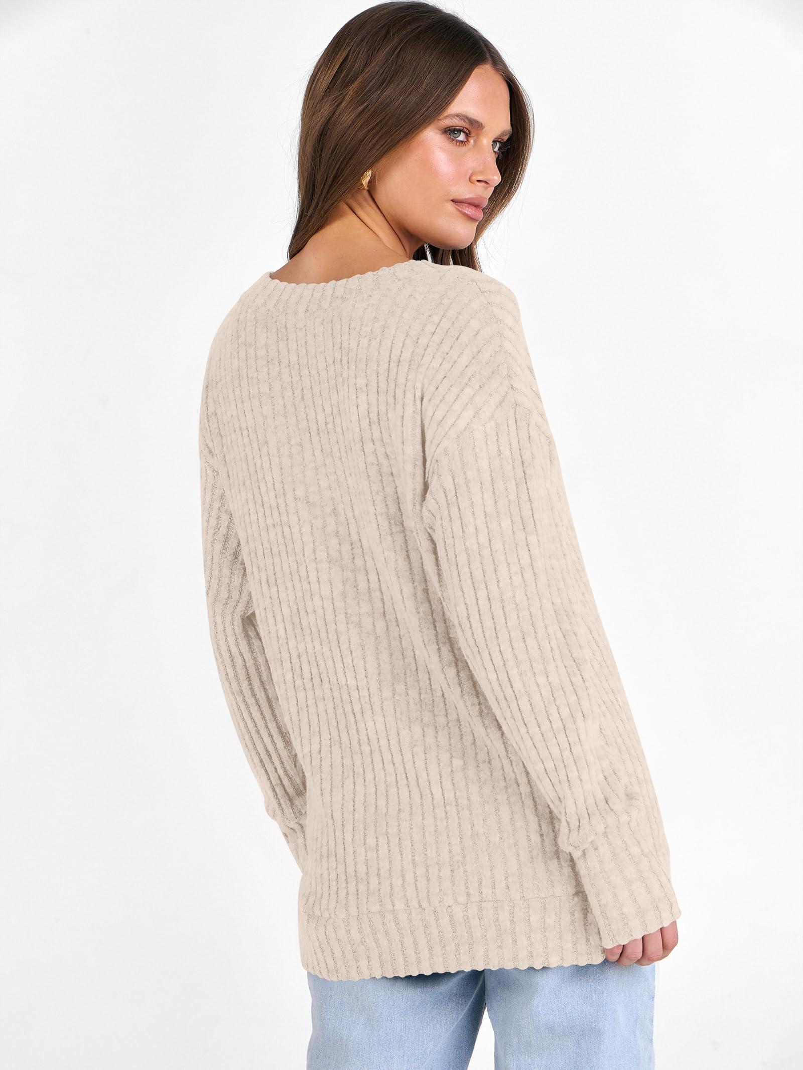 ANRABESS Long Sleeve Shirts for Women V Neck Casual Fall Tops Loose Fit Lightweight Sweaters Tunic Fashion 2025 Clothes - Image 5